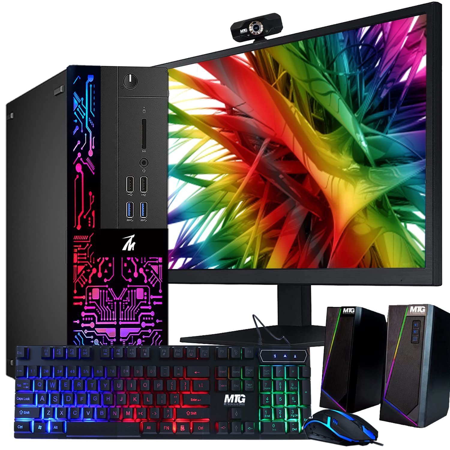 桌上型電腦，英特爾酷睿 i3-6100 處理器，TechMagnet Siwa 6 主機板，8GB 內存，120GB 固態硬碟（快速啟動），500GB 機械硬碟，全新 MTG 22 吋顯示器，網路攝影機，RGB 音箱、鍵盤、滑鼠，Windows 10 專業版（Windows 10 專業版（Windows）