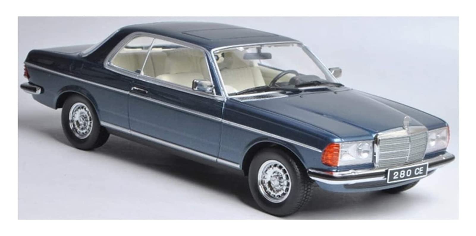 玩具組 1/18 壓鑄車模型玩具 男生禮物 收藏 白色 藍色 金屬 塑膠 賓士 280CE 收藏嗜好（顏色：藍色，尺寸：B）