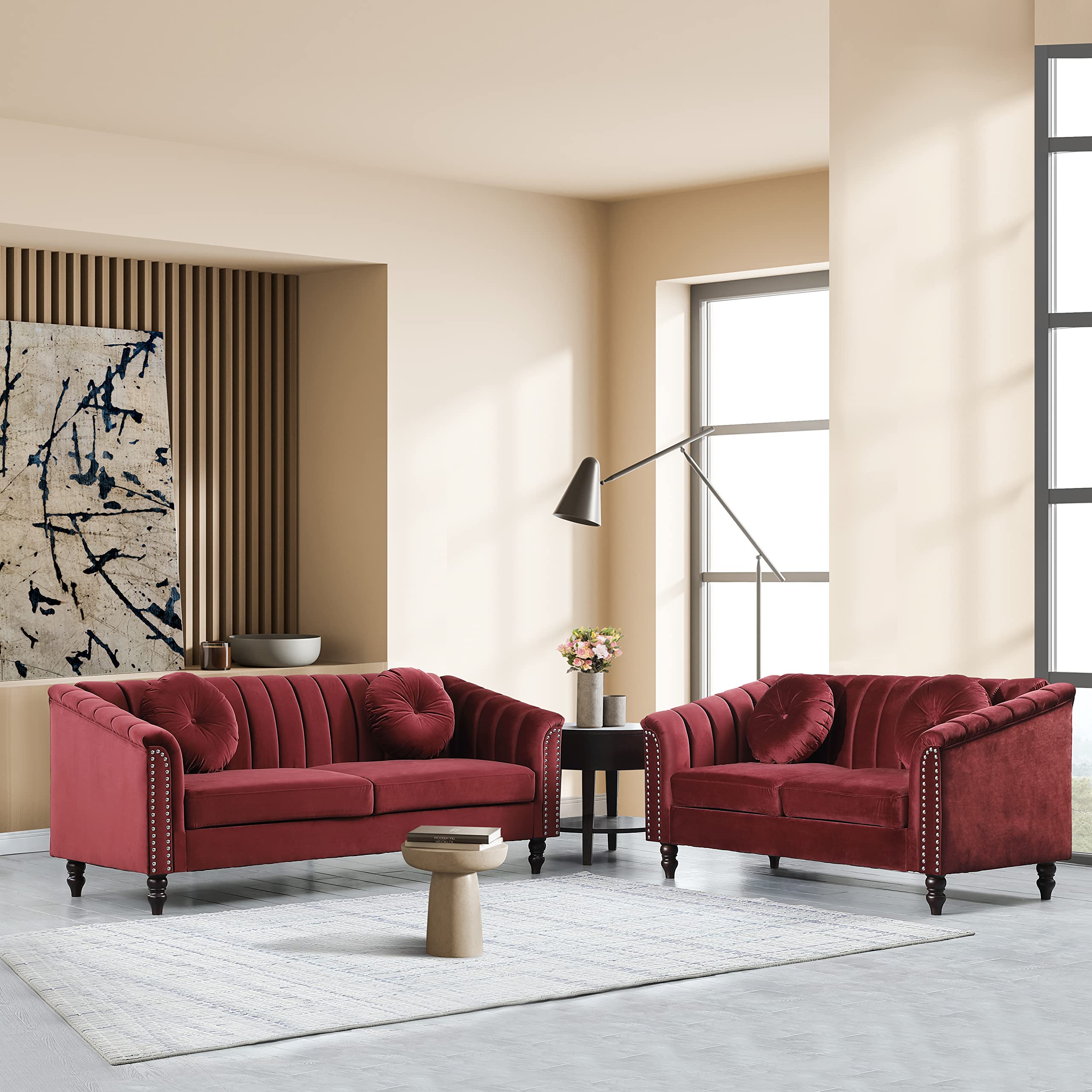 Star Home Living Corp. Jessica 兩件式客廳組合沙發，酒紅色