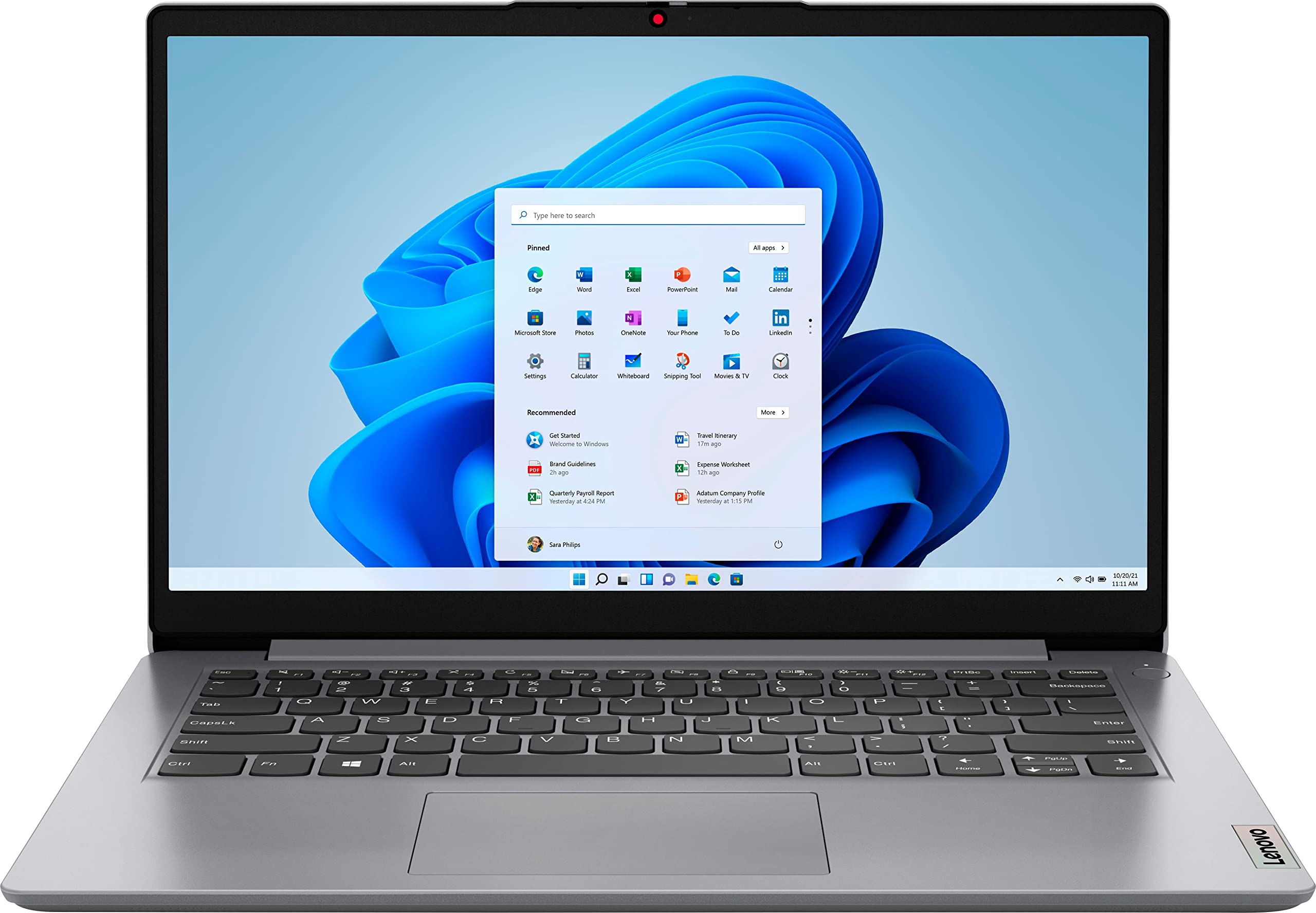 聯想 IdeaPad 1 14 筆記型電腦，14.0 英寸高清顯示屏，英特爾賽揚 N4020 處理器，4GB 內存，64GB 存儲空間，英特爾 UHD Graphics 600 集成顯卡，預裝 Windows 11 S 模式，雲灰色