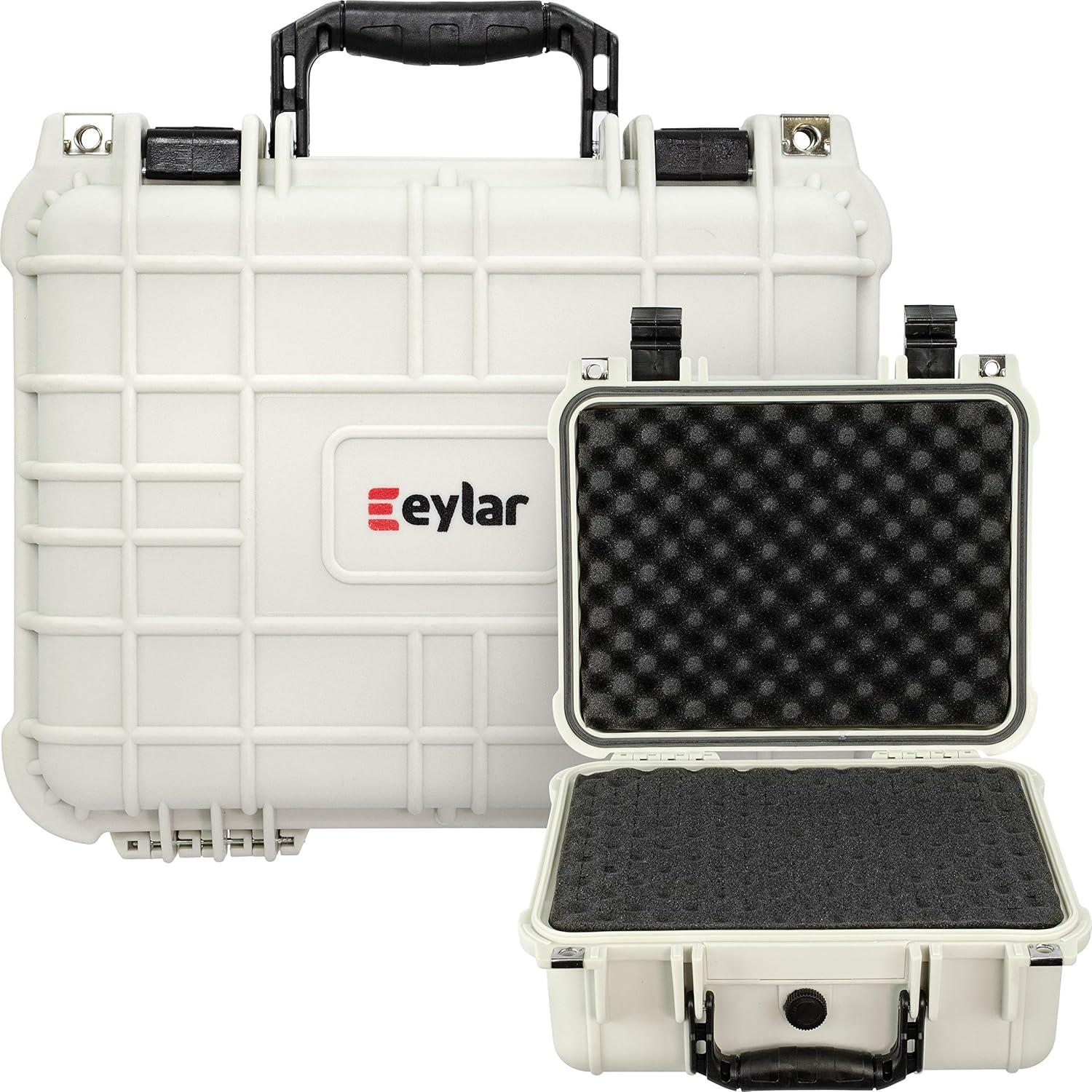 Eylar 硬式相機保護套，防水防震，帶泡沫內襯，TSA認證，13.37英寸 x 11.62英寸 x 6英寸，極地白