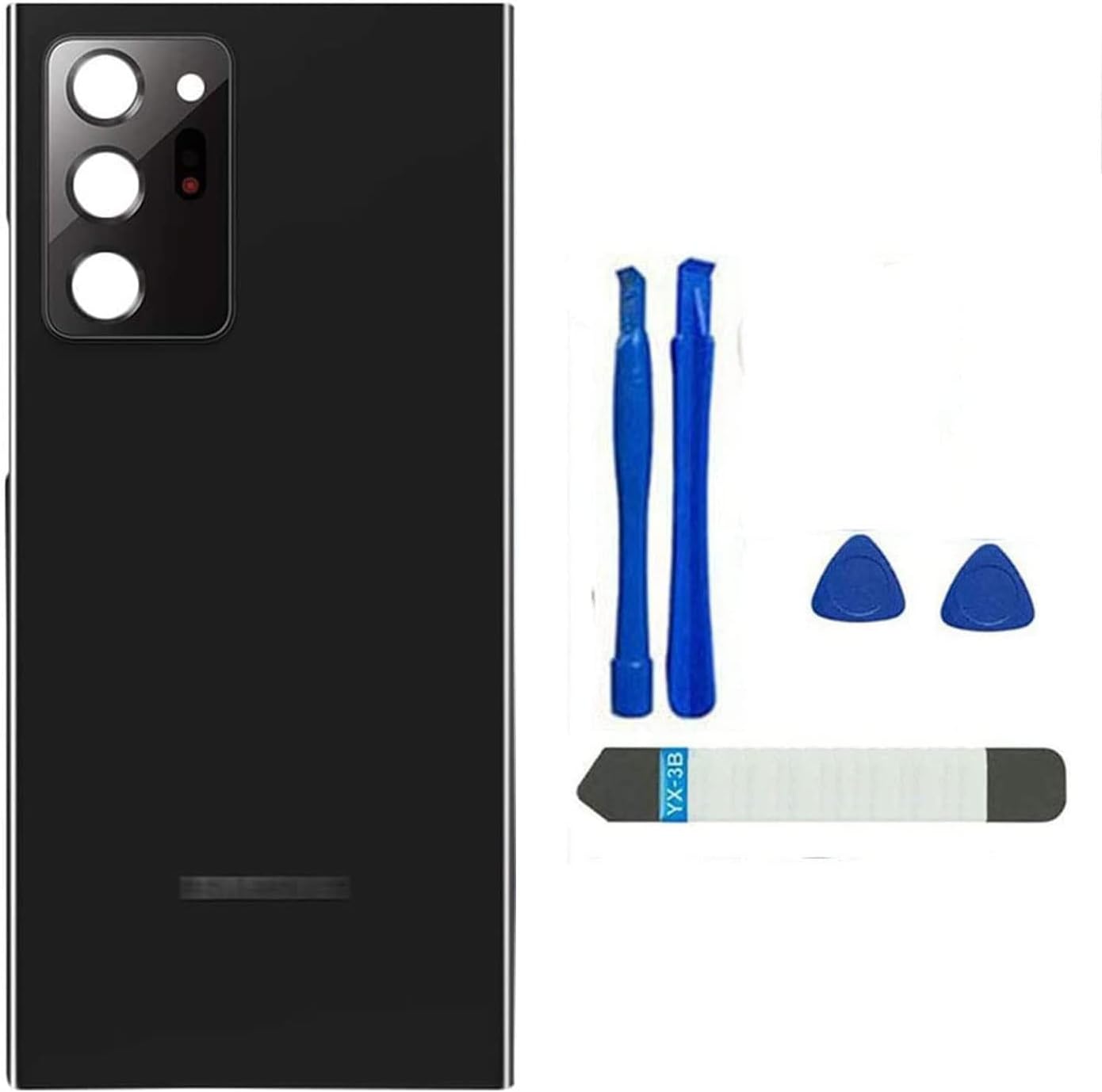 幻影黑 Galaxy Note 20 Ultra 後蓋玻璃防水外殼，含相機玻璃鏡頭和膠帶，適用於三星 Galaxy Note 20 Ultra 5G，附帶工具