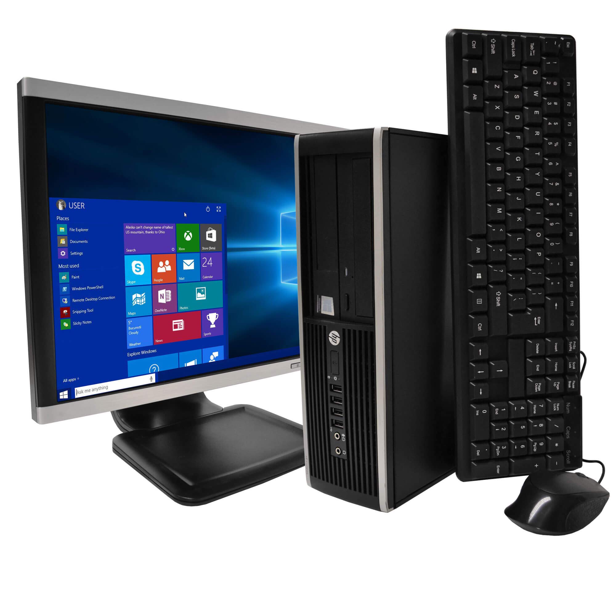 HP Elite桌上型電腦，英特爾酷睿i5 3.1GHz處理器，8GB內存，1TB硬碟，DVD燒錄機，19吋液晶顯示器，鍵盤，滑鼠，無線WiFi，Windows 10系統（翻新機）