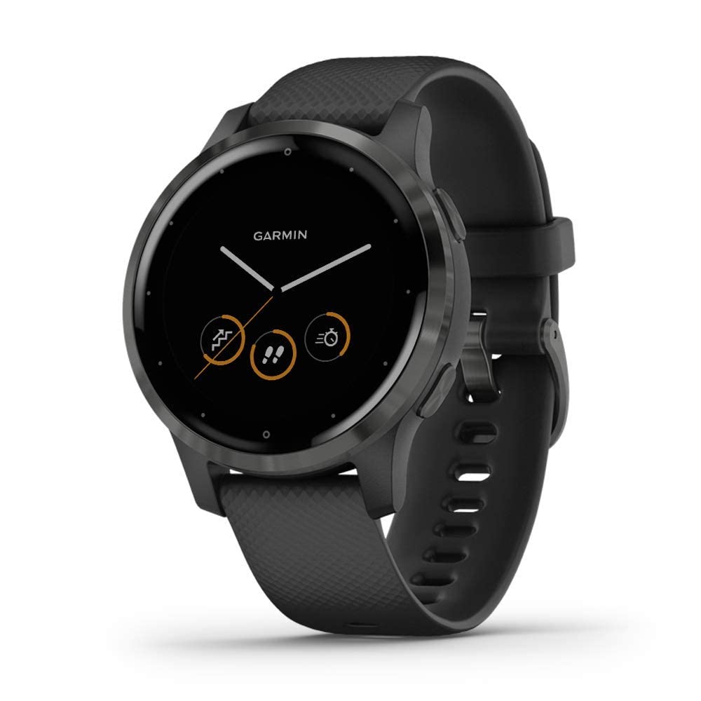 Garmin Vivoactive 4，GPS智慧手錶，具備音樂播放、身體能量監測、動畫訓練、脈搏血氧感應器等功能，黑色