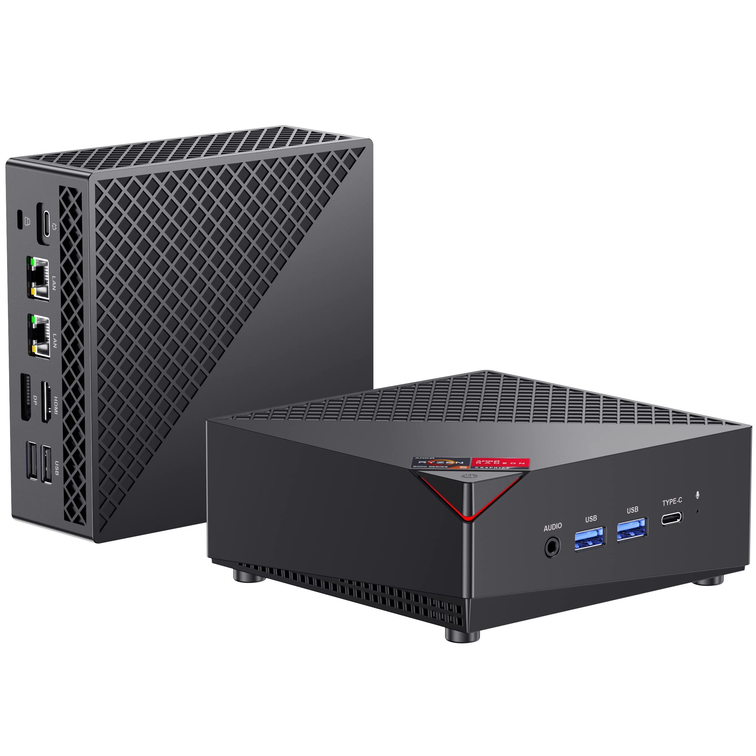ACEMAGICIAN迷你電腦，AMD Ryzen 5 5600U（6核心12線程，最高4.2GHz），16GB DDR4內存，512GB固態硬碟，預裝Windows 11專業版，支援4K@60Hz三螢幕顯示，雙乙太網路介面，WiFi和藍牙4.2，支援自動開機4.2，支援自動機