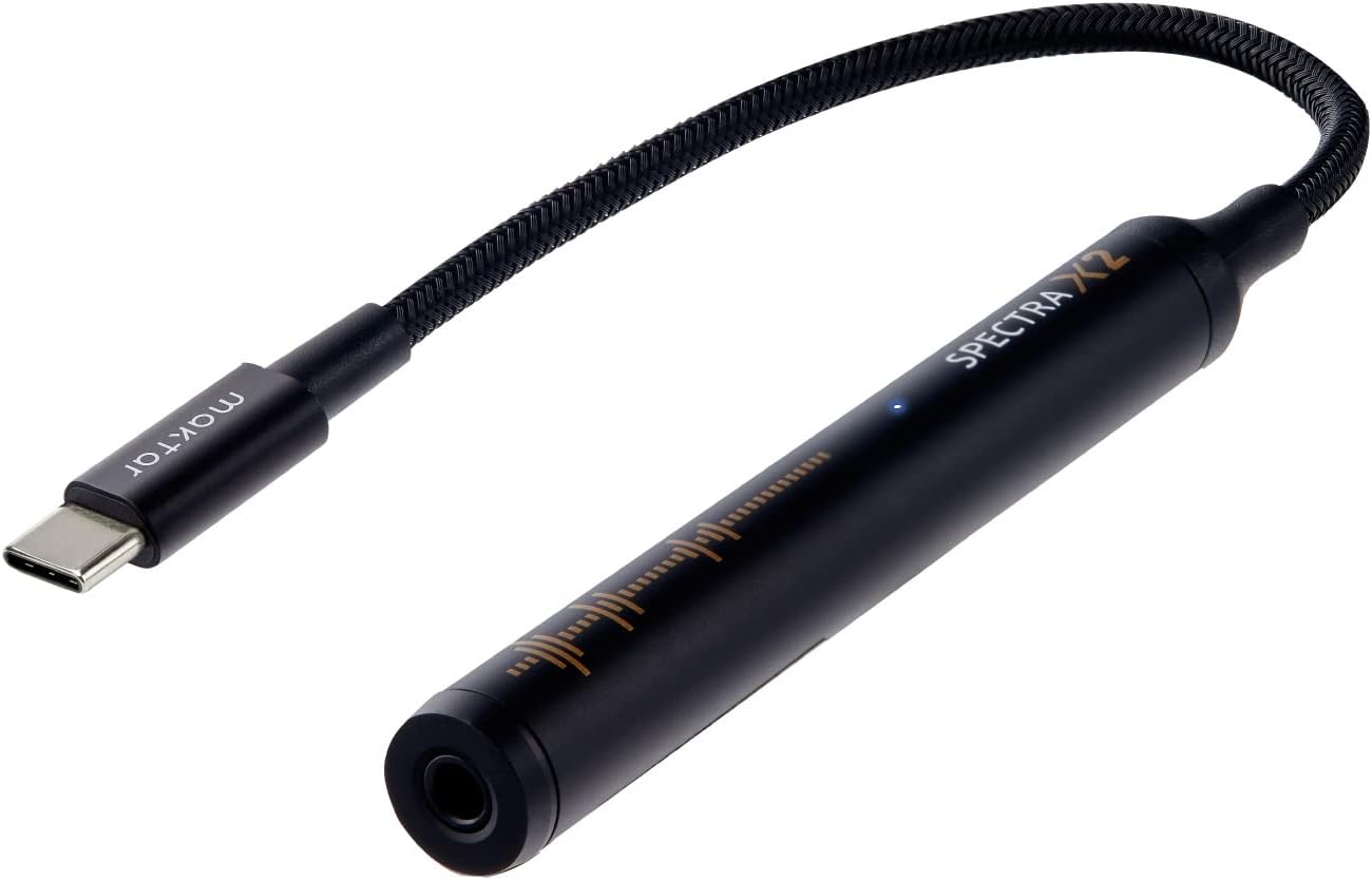 MAKTAR Spectra X2 便攜式 DAC/耳放 [3.5mm 耳機孔轉 USB-C]，高解析度無損 32 位元/384kHz 耳機擴大機，相容於 iPad、MacBook、安卓裝置和筆記型電腦。