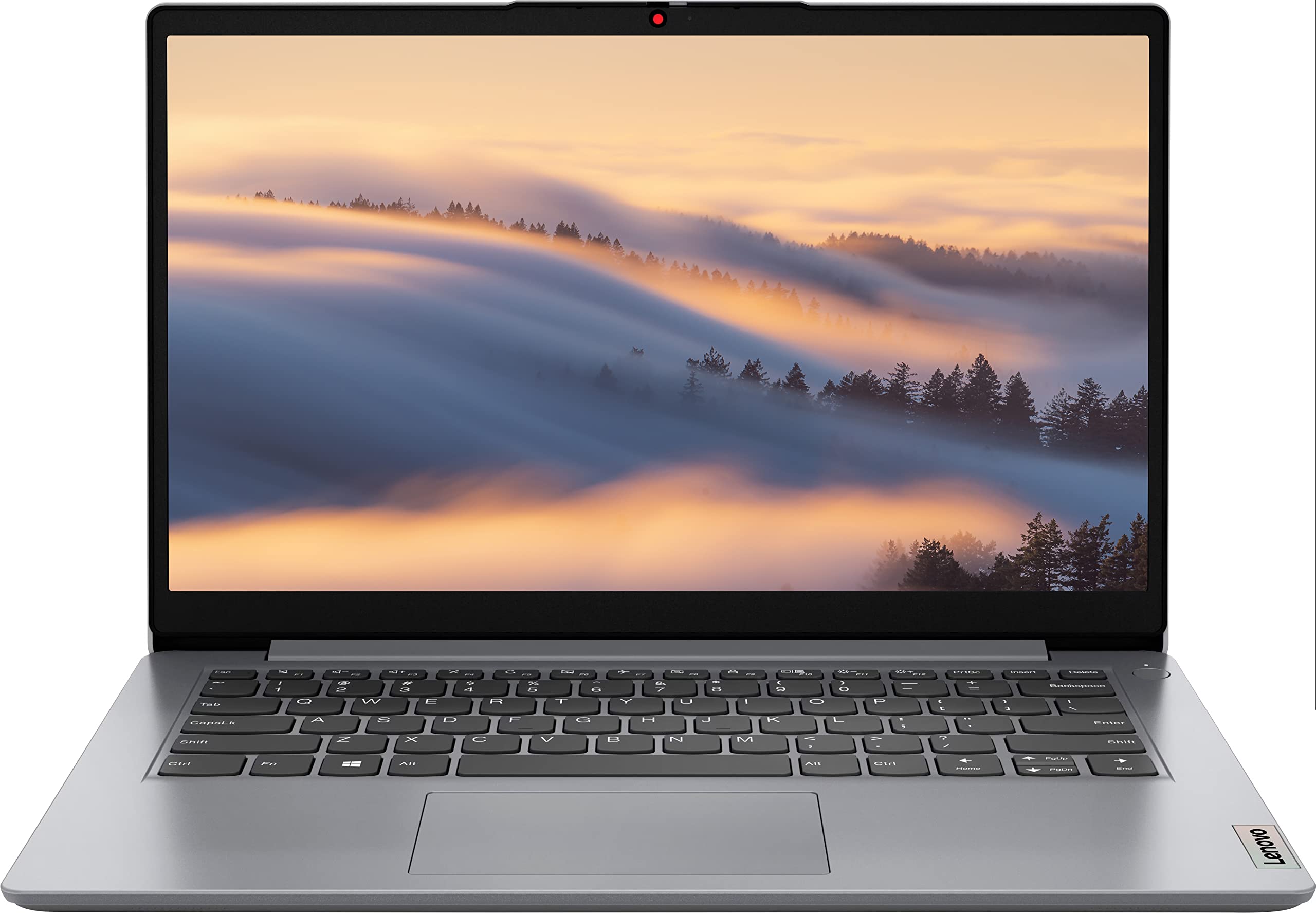 聯想 Ideapad 1i 輕薄筆記型電腦，14.0 英寸高清顯示屏，英特爾賽揚 N4020 處理器（最高 2.80 GHz），4GB 內存，64GB eMMC 存儲，WiFi 6，網絡攝像頭，10 小時電池續航，Windows 11 S 操作系統，雲灰色