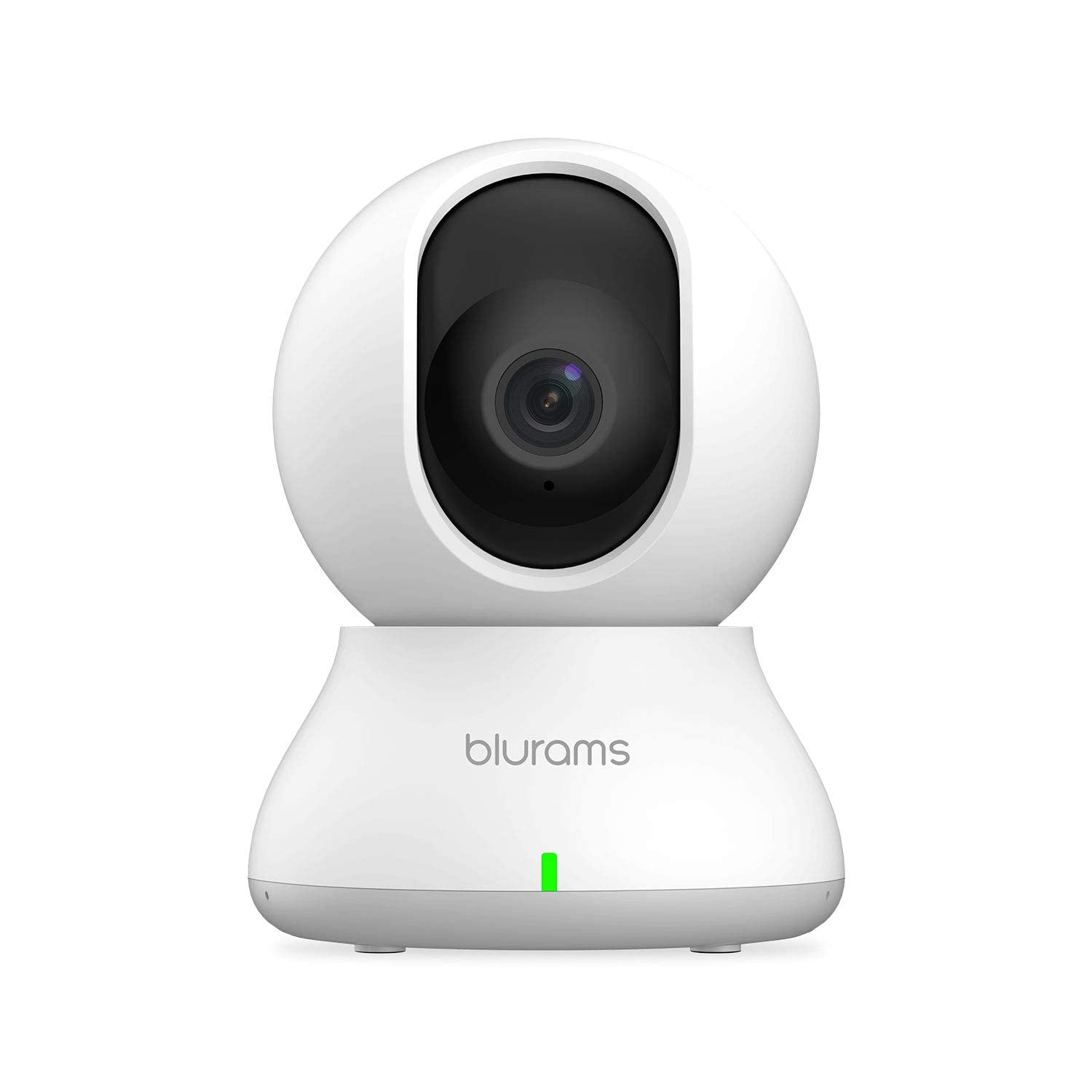 blurams 安防鏡頭，2K 室內鏡頭，360 度全景寵物鏡頭，適用於家庭安防，具備行動偵測、手機 App、雙向語音、紅外線夜視、警報器功能，相容於 Alexa 和 Google Assistant。