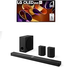 LG 83吋OLED evo G4系列智慧電視，4K處理器，平面螢幕，內建Alexa語音助理（OLED83G4WUA，2024），9.1.5聲道長條音箱，配備無線杜比全景聲條音箱和後置揚聲器