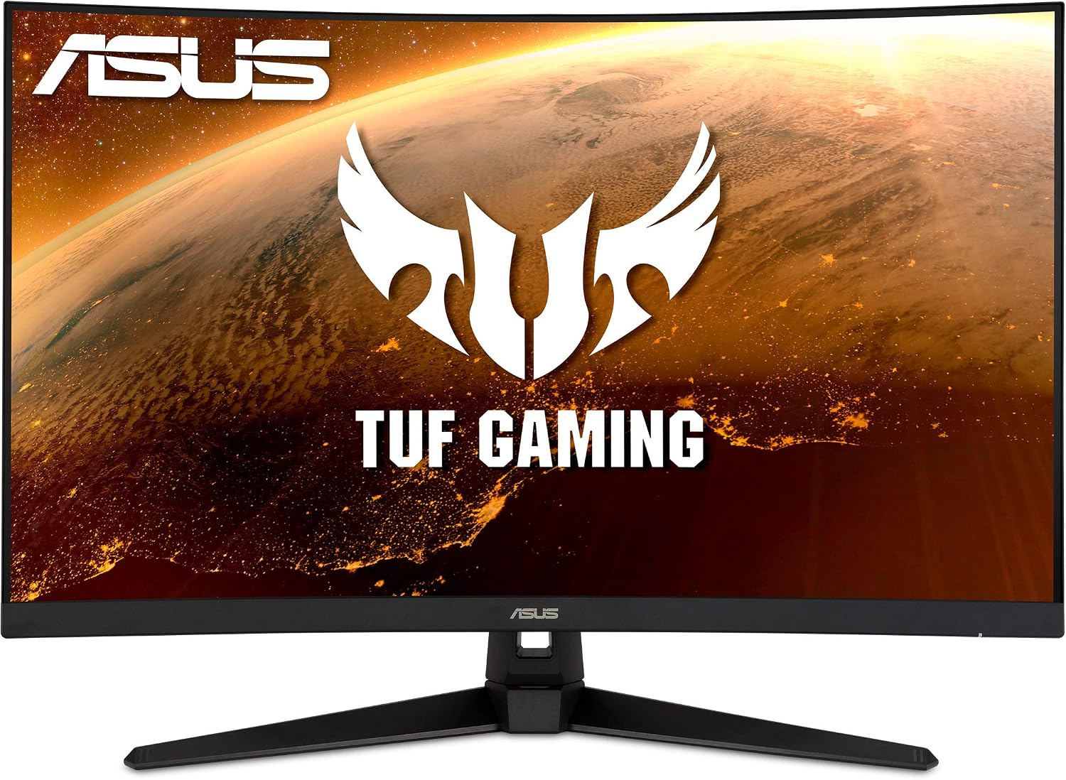 華碩 TUF Gaming 32 吋 1440P HDR 曲面顯示器 (VG32VQ1B) - QHD (2560 x 1440)，165Hz（支援 144Hz），1ms，極低運動模糊，內建揚聲器，支援 FreeSync Premium，支援 VESA 壁掛Port 支援 VESA 壁掛，配備 Display 介面。