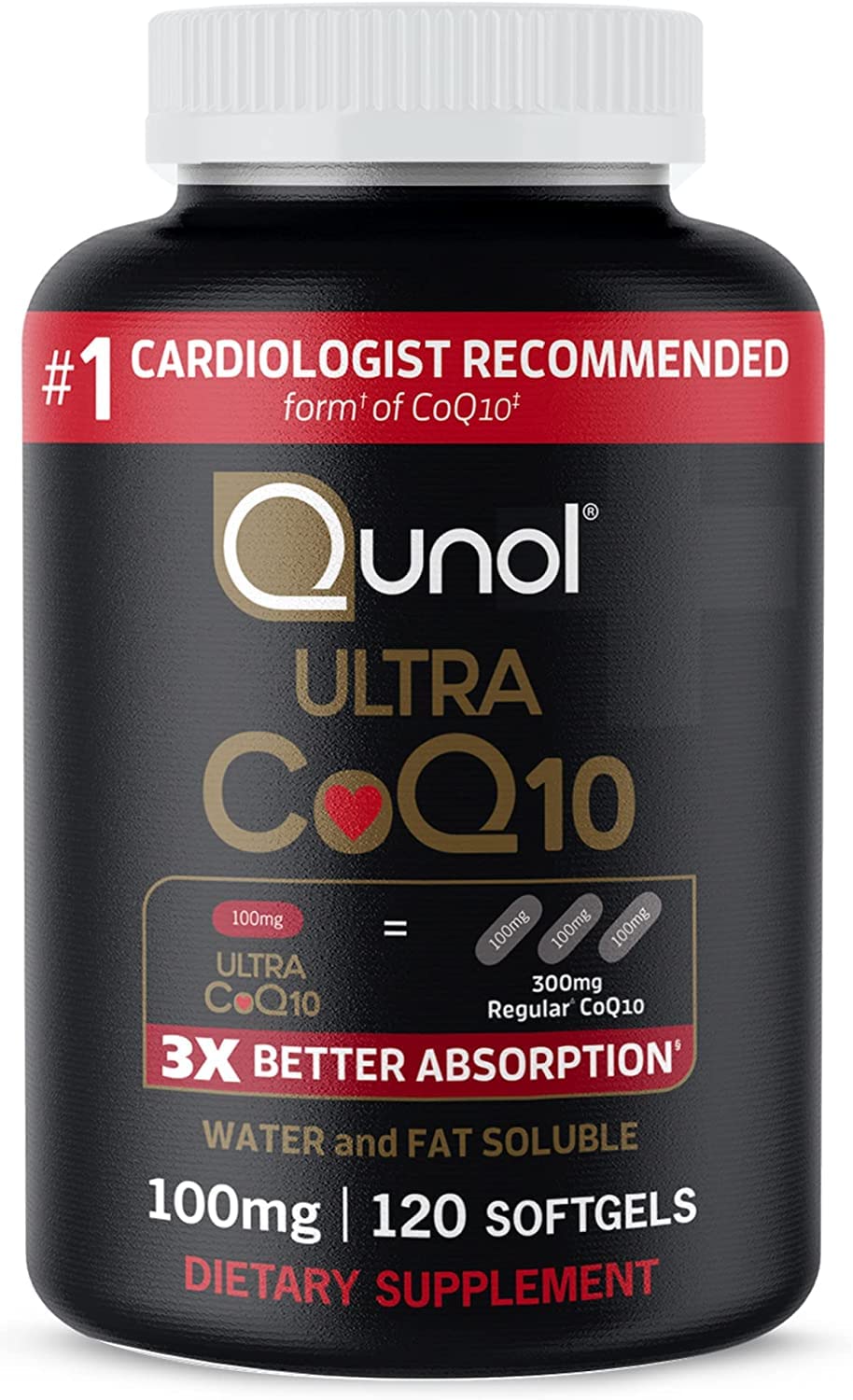 輔酶Q10 100毫克軟膠囊 - Qunol Ultra 3倍吸收率輔酶Q10補充劑 - 抗氧化補充劑，促進血管和心臟健康及能量生成 - 4個月用量 - 120粒裝