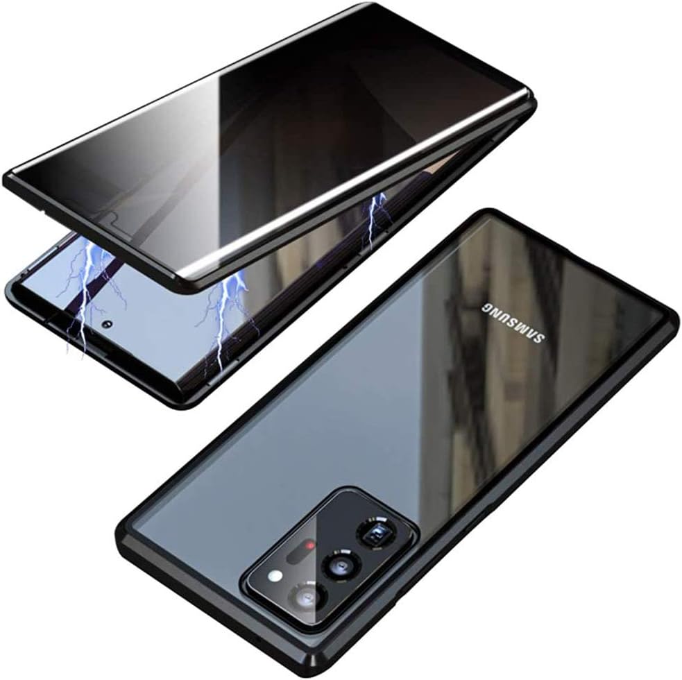 Galaxy Note 20 Ultra 手機殼，Shinetop 隱私防窺磁吸式手機殼，金屬邊框前後強化玻璃翻蓋防窺保護套，適用於三星 Galaxy Note 20 Ultra