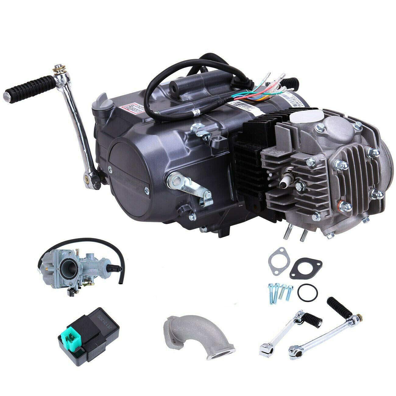 TFCFL 125cc 四衝程單缸風冷發動機，適用於本田 CRF50 CRF70 XR50 XR70 越野摩托車火星塞 A7TC（125cc 四衝程發動機）（黑色）