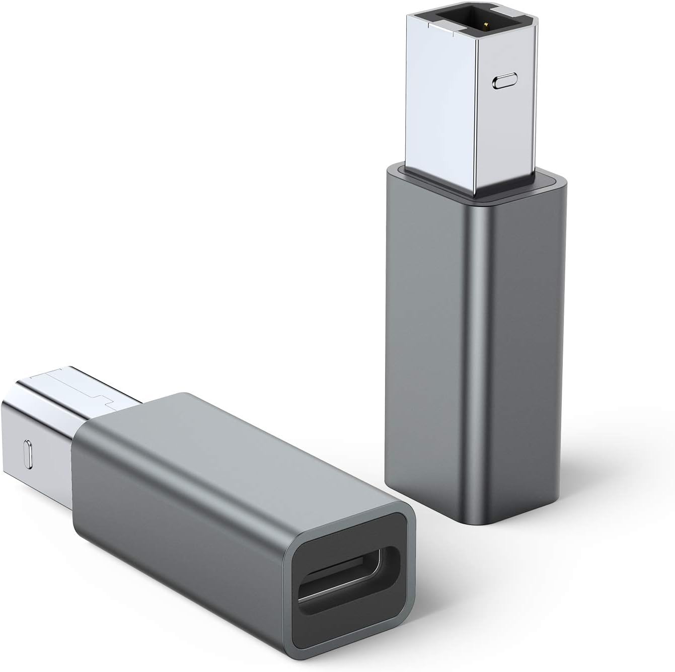 USB C 母頭轉印表機公頭轉接器（2 件裝），USB Type C 轉 USB B 轉換連接器，支援資料同步，相容於 Brother、HP、Canon、Lexmark、Epson、Dell、Xerox、Samsung 等品牌印表機以及鋼琴 DAC（Gre）。