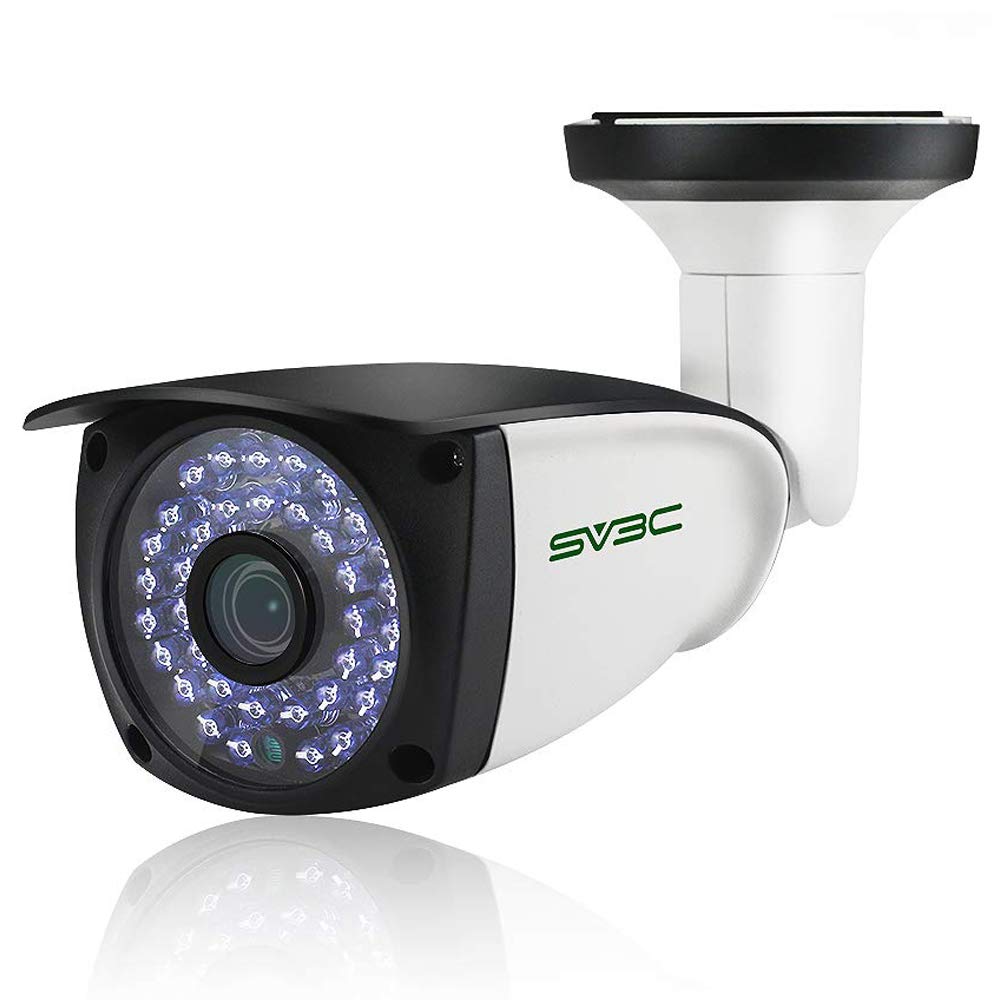 SV3C 5MP POE IP相機，500萬像素戶外安防鏡頭，具有雙向音訊、人形偵測、IP66防水、乙太網路供電，支援最大128G SD卡錄影，可透過瀏覽器檢視（無WiFi）