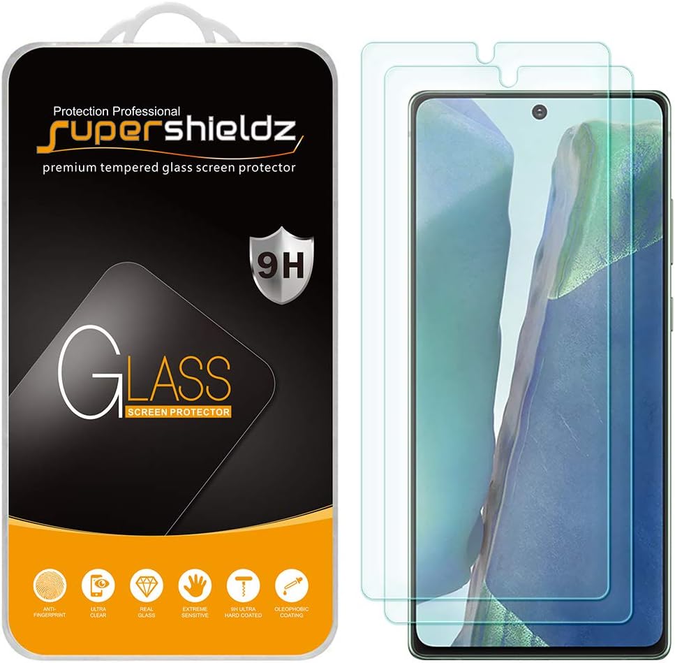 （2片裝）Supershieldz 三星 Galaxy Note 20 5G 專用強化玻璃螢幕保護貼，防刮花，無氣泡