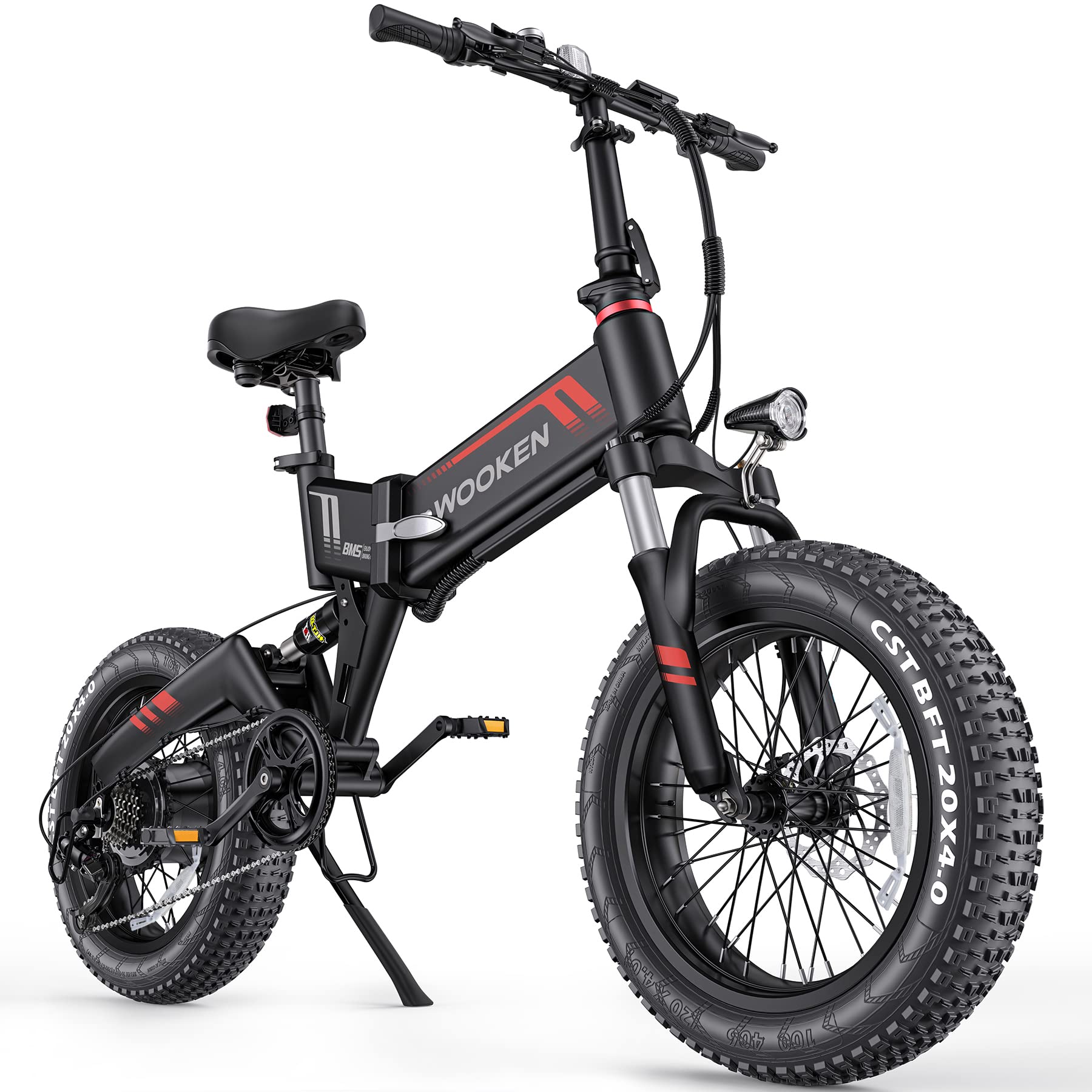 TotGuard 電動自行車，20吋 x 4.0 胖胎成人電動自行車，500瓦 20英里/小時 可折疊電動自行車，48伏 10安時 可拆卸電池，雪地沙灘山地電動自行車，帶雙減震器，禧瑪諾 7 速變速器