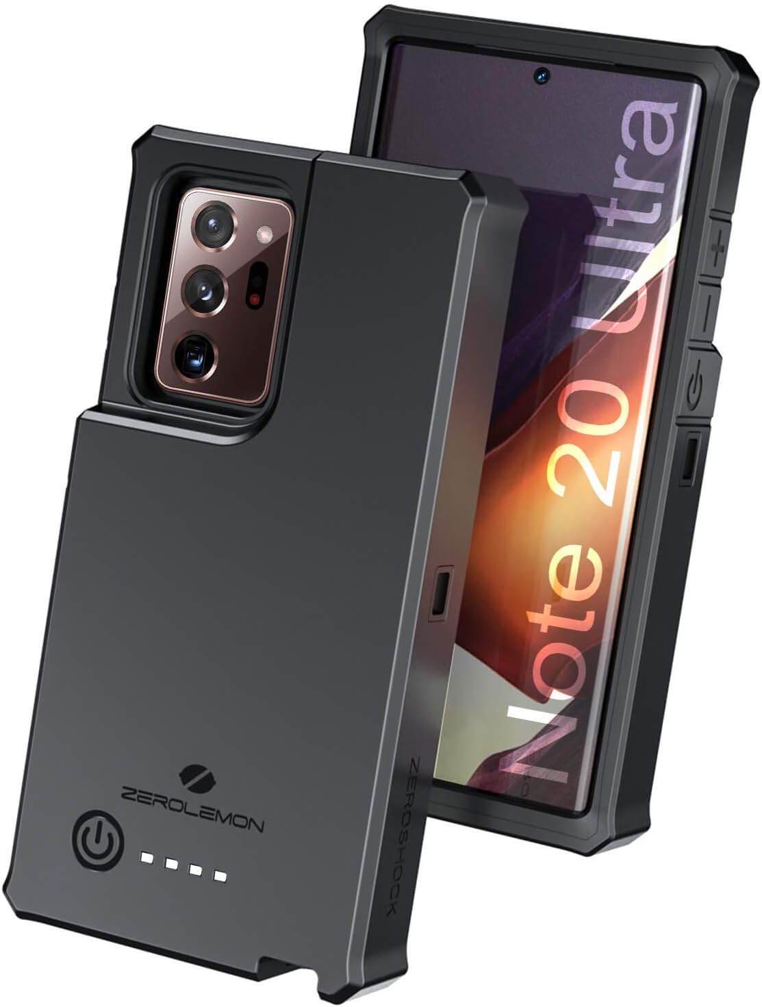 ZEROLEMON 適用於 Galaxy Note 20 Ultra 的電池保護殼，10000mAh 大容量，支援快充和無線充電，零震動，可擴展電池充電器保護殼，適用於 Galaxy Note 20 Ultra 5G - 黑色
