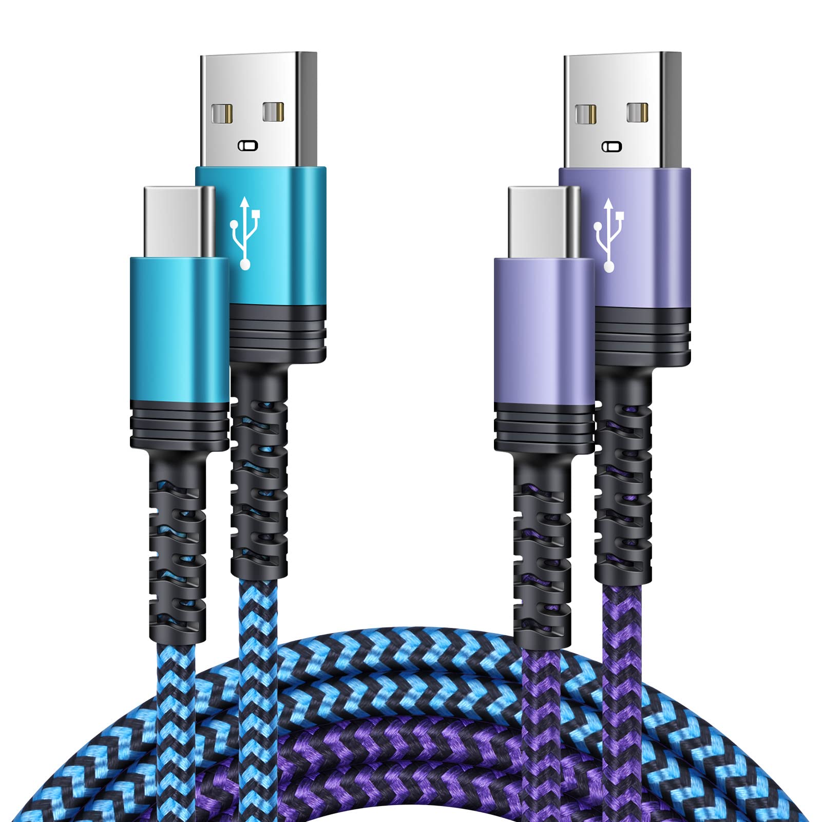 USB Type-C 線 3 英尺（約 91 公分）2 條裝，支援快速充電，適用於三星 Galaxy S23/S22/A23/S21 FE/A14/A13/A03s/A53/Z Flip 4 3/Z Fold 4 3、摩托羅拉安卓 充電器/Aft/ EdgeG/ EdgeG/ EdgeG/ EdgeG 充電器。