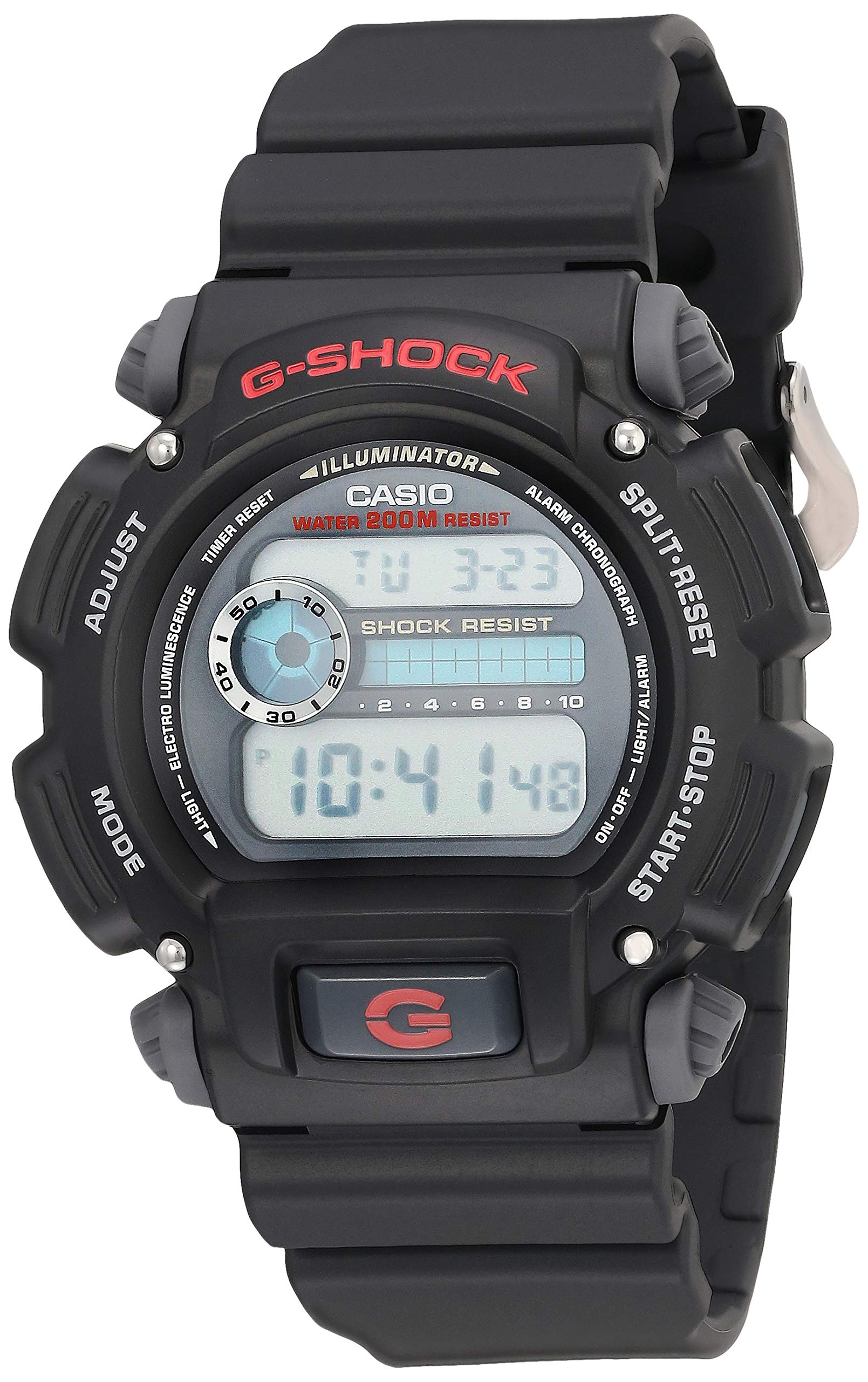 DW9052-1V Casio G-Shock - 數字顯示 - 200公尺防水 - 紅色點綴