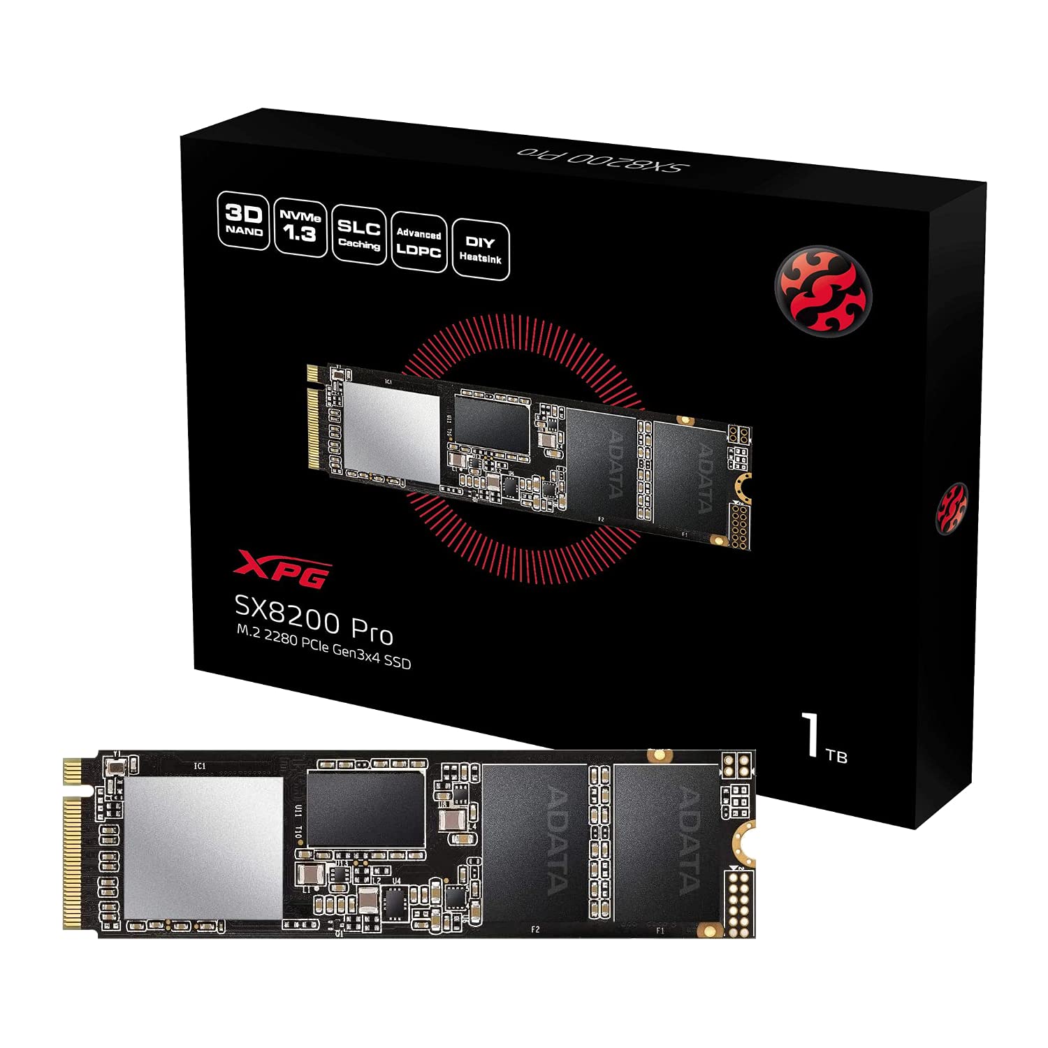 ADATA XPG SX8200 Pro 1TB 3D NAND NVMe Gen3x4 PCIe M.2 2280 固態硬碟 讀寫速度 3500/3000MB/s SSD (ASX8200PNP-1TT-C)