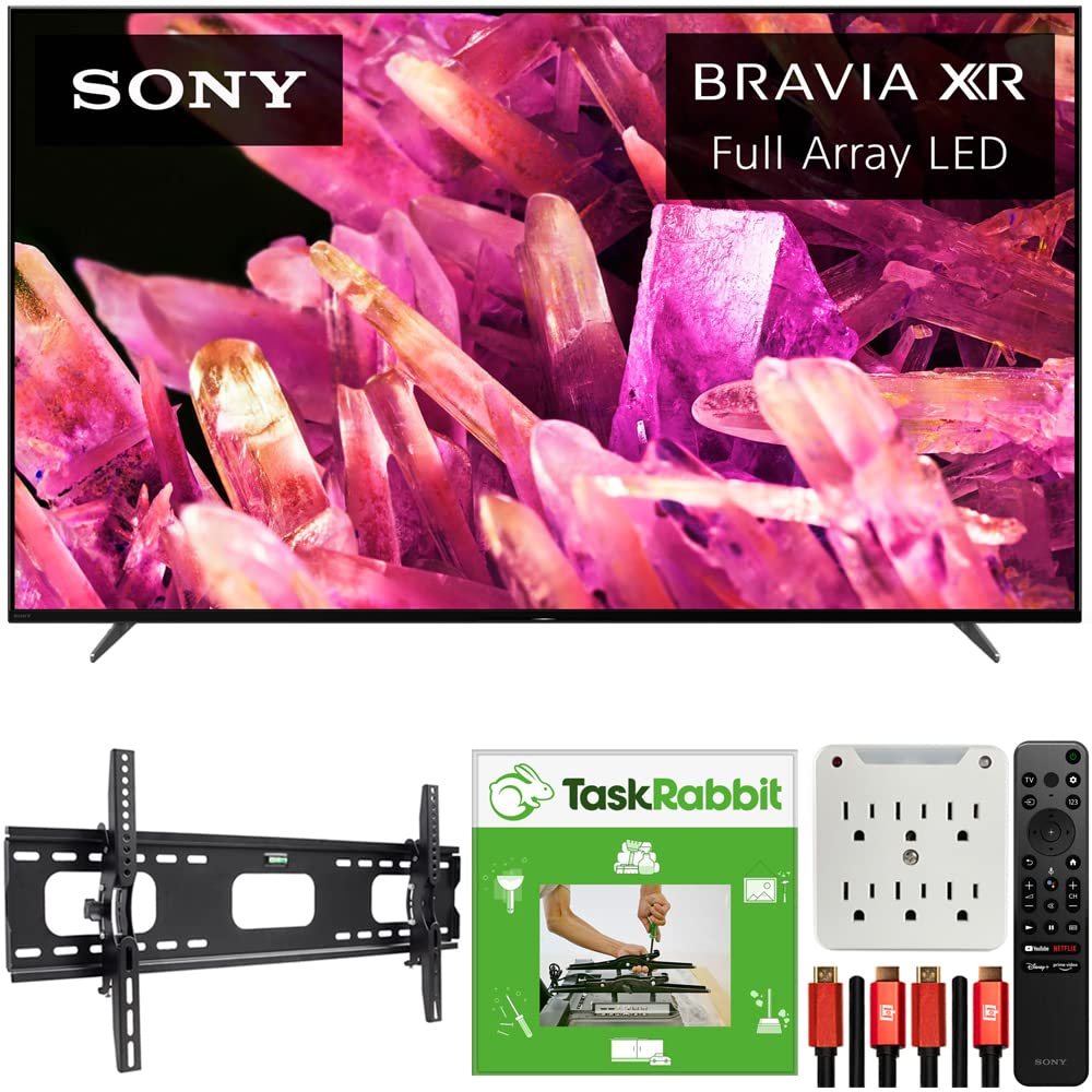 Sony XR75X90K Bravia XR 75 吋 X90K 4K HDR 全陣列 LED 智慧電視（2022 年）套裝包含 TaskRabbit 安裝服務、裝飾壁掛架、HDMI 線纜和突波保護器