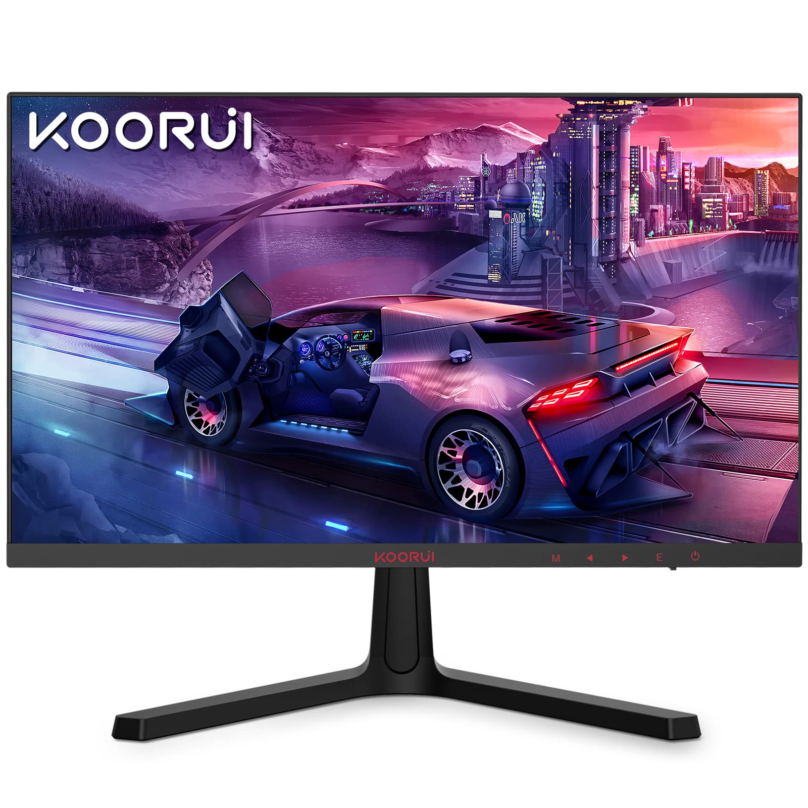 KOORUI 24吋電腦顯示器 - 全高清1080P遊戲顯示器，165Hz刷新率，VA面板，1ms響應時間，內置FreeSync™，兼容G-Sync，LED顯示屏，超薄設計，配備2個HDMI接口和1個DP接口，支持VESA掛眼功能 24E4