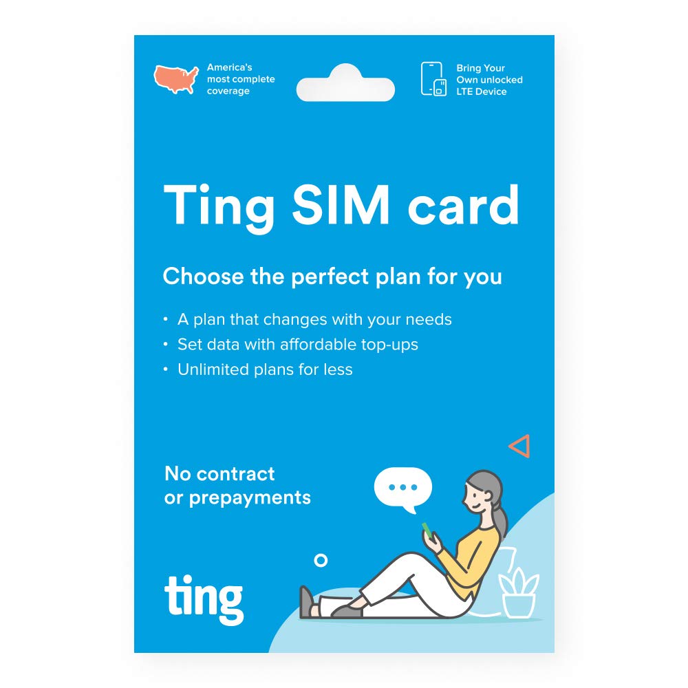 Ting Mobile SIM卡套裝（適用於已解鎖手機） - 自帶相容手機 - 無限通話和簡訊套餐，每月僅需10元起