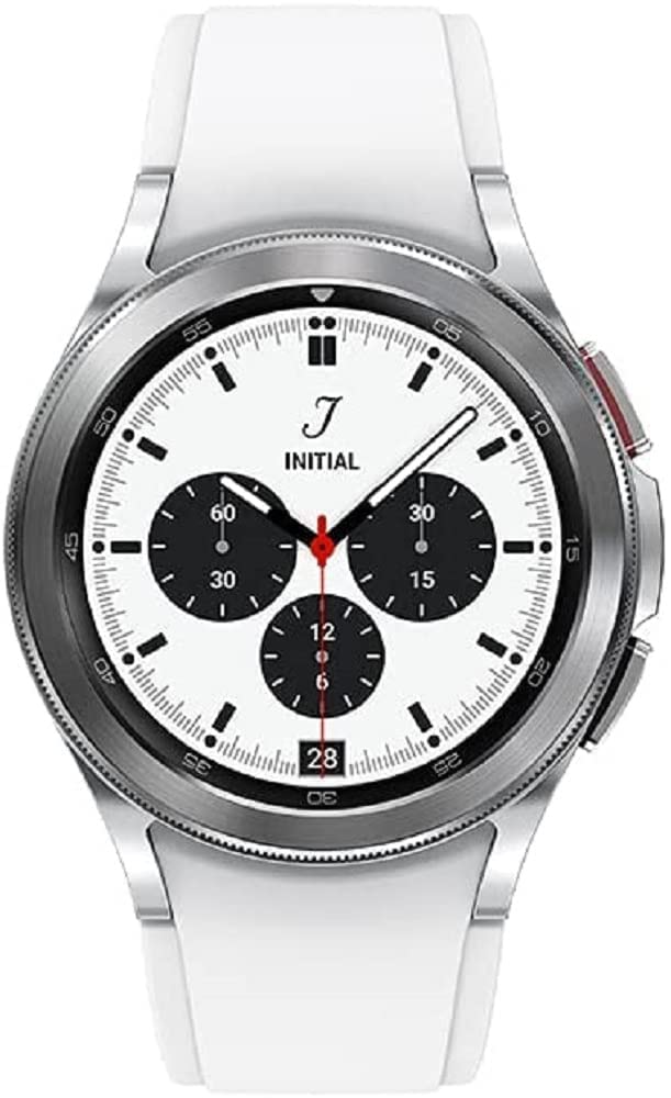 三星 Galaxy Watch 4 Classic 42mm 智慧手錶，帶心電圖監測功能，可用於健康、健身、跑步、睡眠週期監測，具備 GPS 防跌倒功能，支援 LTE 協議，美國版，銀色（翻新機）