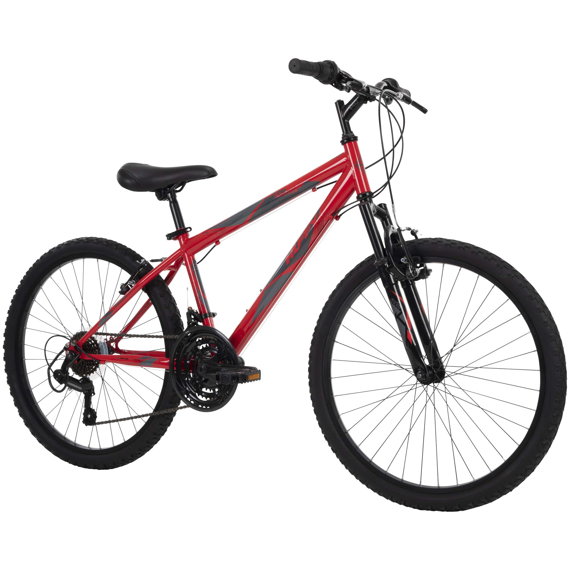Huffy Stone Mountain 硬尾登山車，24 英寸，21 速，輕量級，亮紅色 (74808)