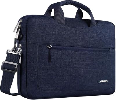MOSISO 筆記型電腦單肩斜挎包，相容於 MacBook Pro 16 吋（2023-2019 年式 M2 A2780、M1 A2485、Pro/Max A2141/Pro 15 A1398）以及 15-15.6 吋筆記型電腦，底部深度可調節，海軍藍底部深度可調，海軍藍