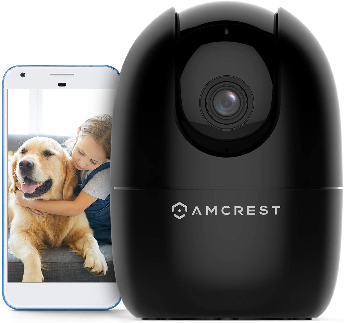 Amcrest 1080P WiFi室內攝像頭，保姆攝像頭，寵物攝像頭，聲音和嬰兒監視器，人寵檢測，移動追踪，僅支持2.4GHz頻段，雲台無線IP攝像頭，夜視功能，智能家居ASH21-B