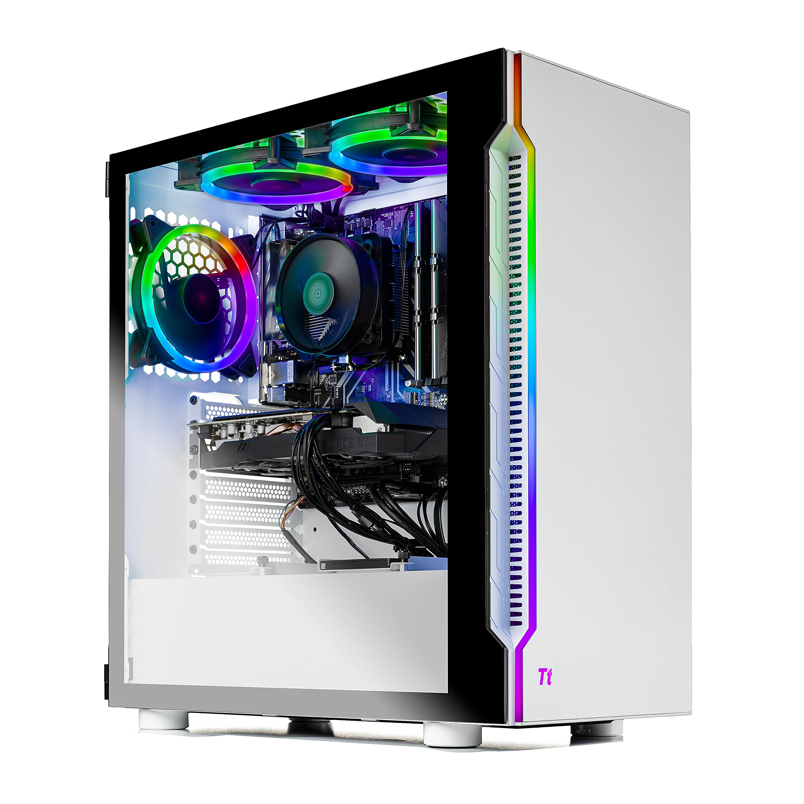 SkyTech Archangel 3.0 遊戲電腦桌上型電腦 - Ryzen 5 3600 六核心 3.6GHz 處理器，RTX 3060 12GB 顯示卡，1TB 固態硬碟，16GB DDR4 3200 內存，RGB 風扇，AC WiFi，600W 金牌電源，Windows 10 家庭作業系統，白色作業系統版