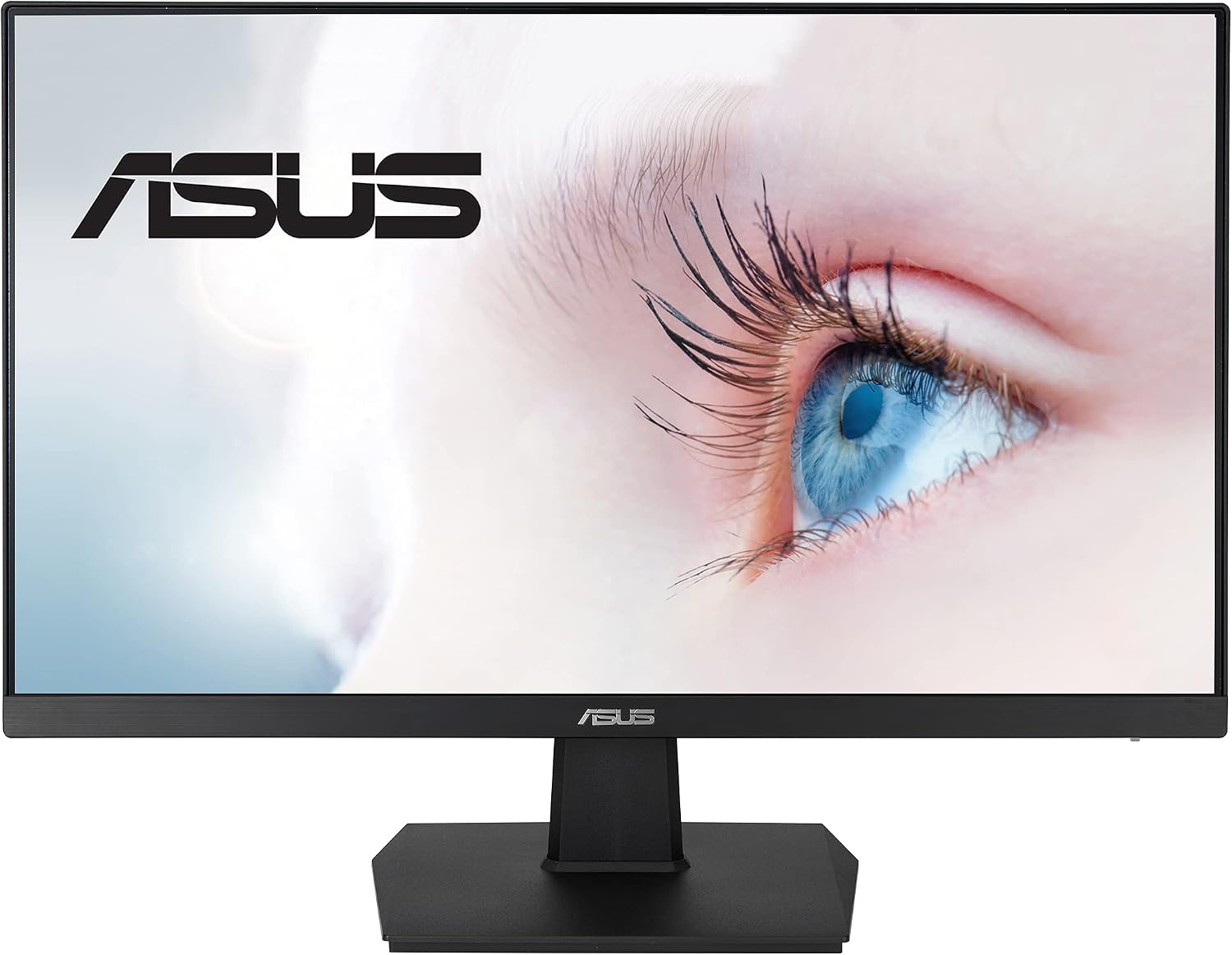 ASUS 23.8 吋 1080P 顯示器 (VA247HE) - 全高清，75Hz，Adaptive-Sync/FreeSync™，低藍光，不閃屏，Eye Care Plus，VESA 壁掛，無邊框，HDMI，DVI，VGA 接口，可調節傾斜角度