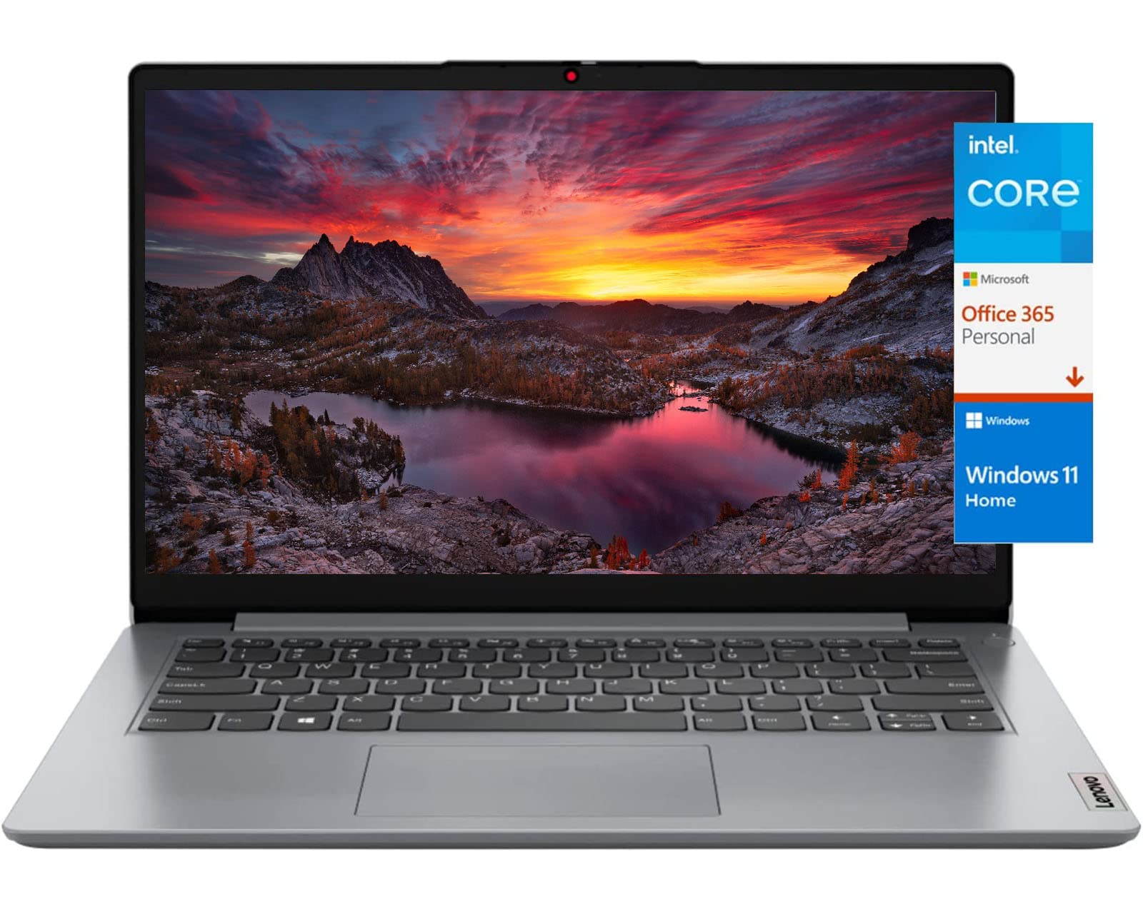 聯想 2023 新款 Ideapad 14 吋學生筆記型電腦，英特爾奔騰銀牌 N5030 四核心處理器，最高主頻 3.1 GHz，4GB 內存，256GB 存儲空間，一年 Office 365 服務，Wi-Fi 6，網絡攝像頭，藍牙操作系統，Windows 11 操作系統
