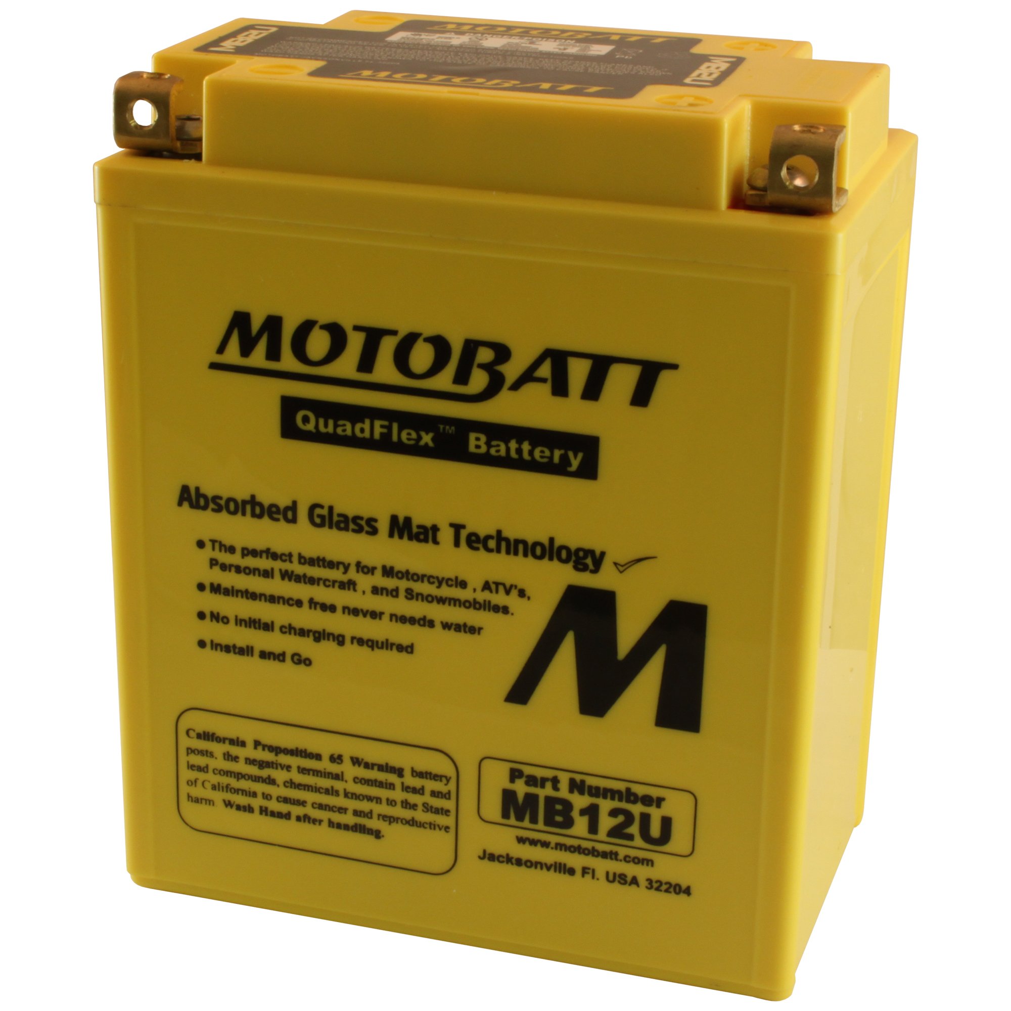 MotoBatt MB12U (12V 15安培) 160CCA 出廠啟動 QuadFlex AGM 電池