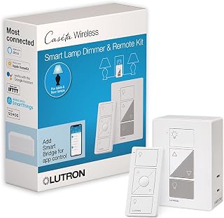 Lutron Caséta 無線單極/三路智慧照明調光器與遙控器組 | P-PKG1P-WH | 白色