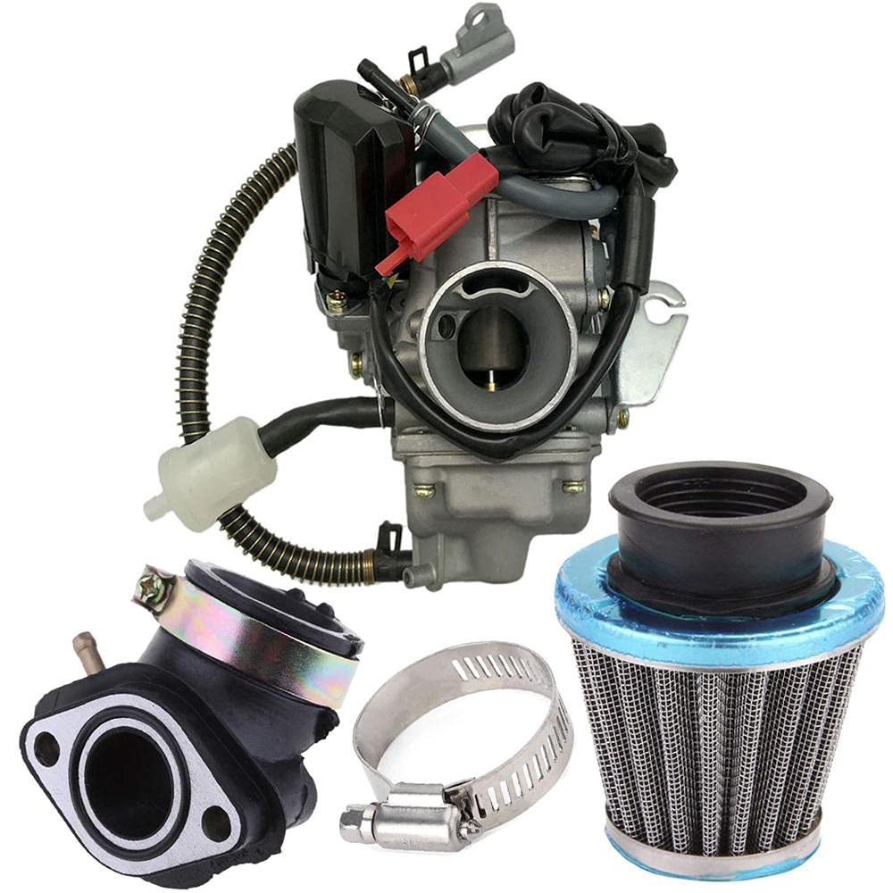適用於 GY6 四衝程引擎的 150cc 化油器，帶電控阻風門，適用於摩托車和踏板車，型號 152QMJ 157QMI，帶進氣歧管