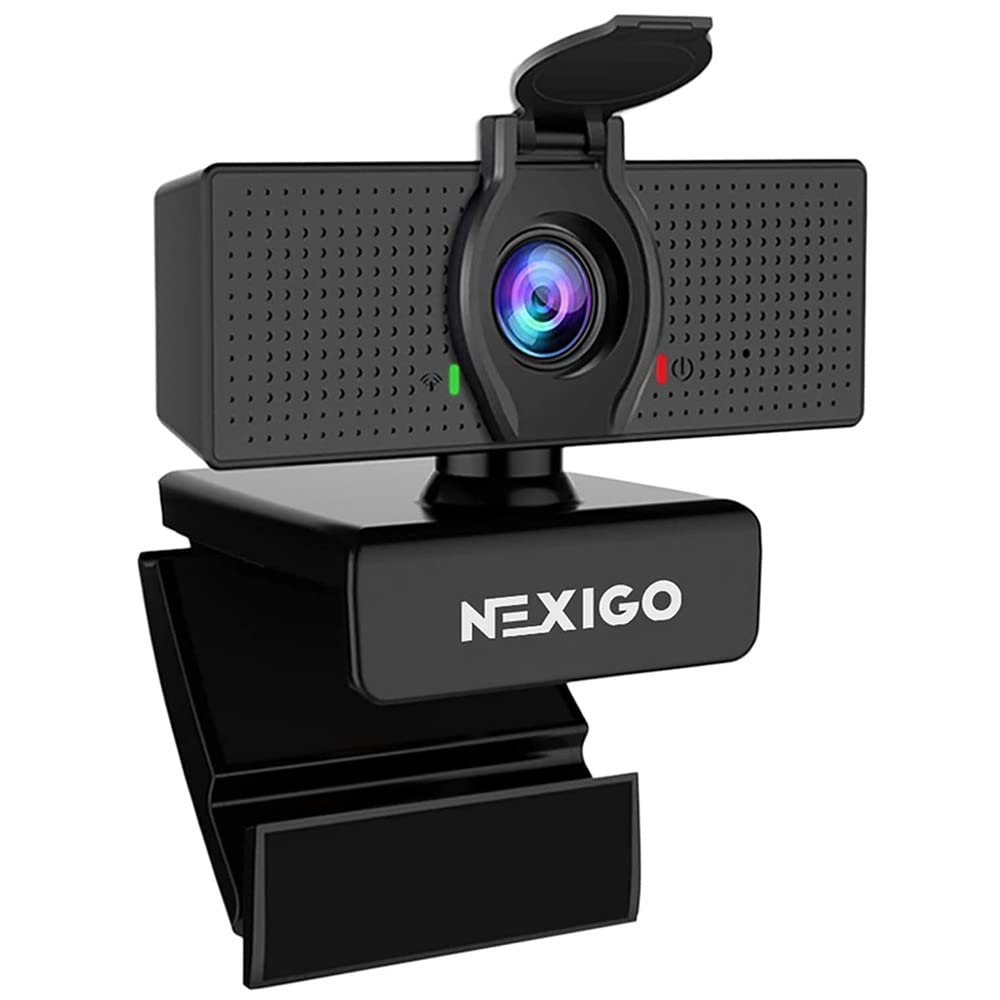 NexiGo N60 1080P 網路攝像頭，高清網路攝影機帶麥克風、軟體控制和隱私保護蓋，USB 電腦攝像頭，110 度廣角，即插即用，適用於 Zoom/Skype/Teams、視訊會議和視訊通話
