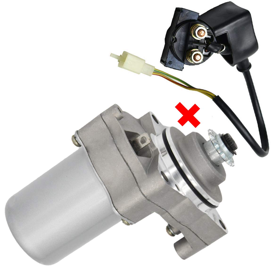3螺栓啟動馬達+電磁啟動繼電器，適用於50cc 70cc 90cc 100cc 110cc 125cc越野摩托車、卡丁車、全地形車、小型越野車、沙灘車、四輪摩托車、SSR、Roketa、Taotao、Coolster、Jonway、SunL等車型，NAKAO出品
