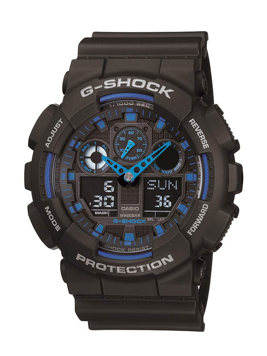 男士 GA-100 XL 系列 G-Shock 石英錶，200 公尺防水，防震