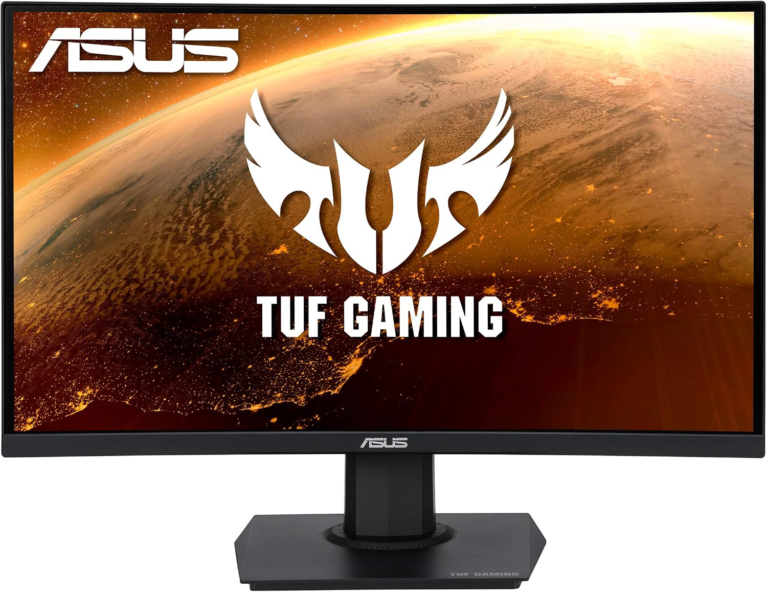 ASUS TUF Gaming 23.6 吋 1080P 曲面顯示器 (VG24VQE) - 全高清，165Hz，1ms，極低運動模糊，Adaptive-Sync，FreeSync Premium，Shadow Boost，支援 VESA 壁掛，DisplayPort，HDMI，黑色