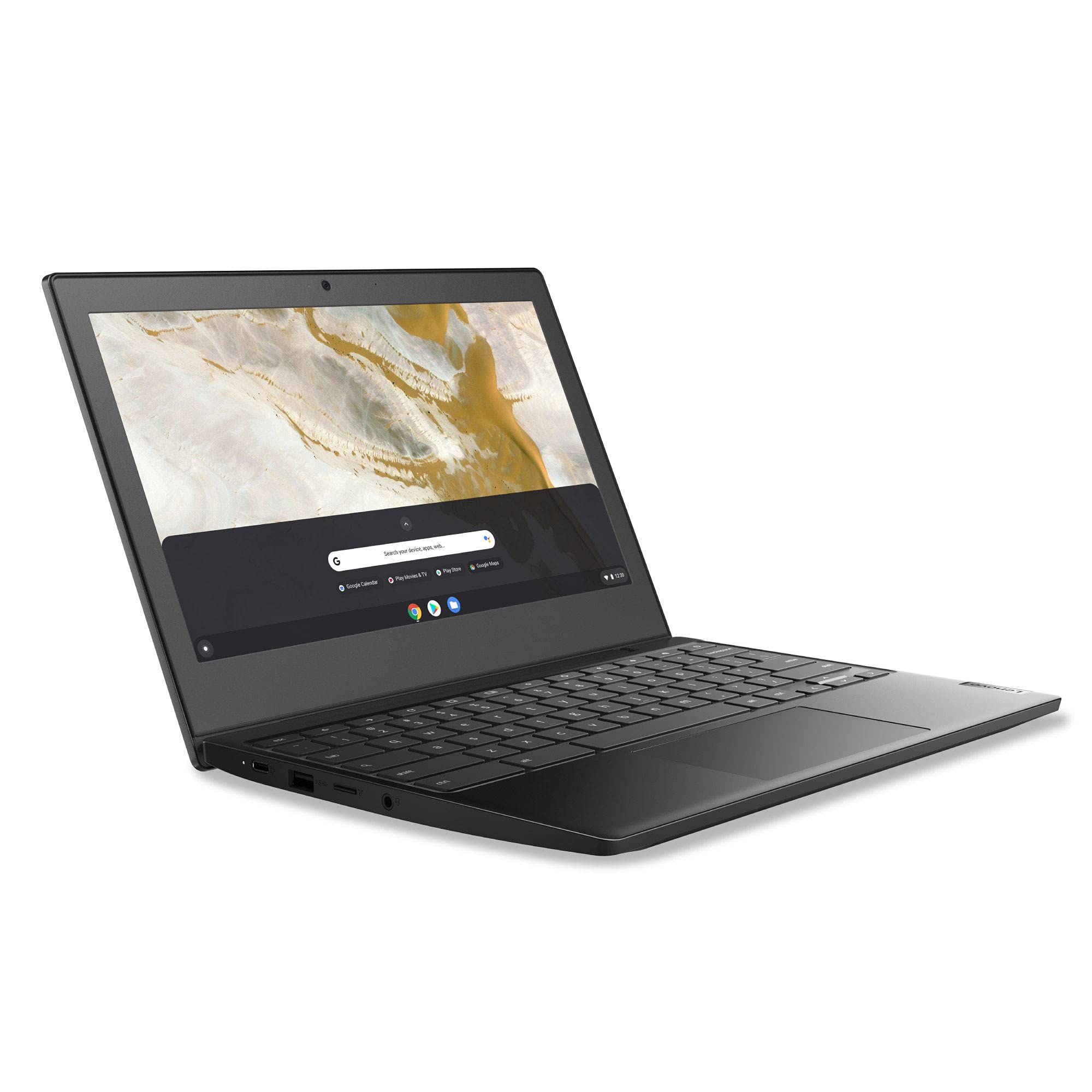 聯想 IdeaPad 3 11 Chromebook 筆記型電腦，11.6 吋高清顯示屏，英特爾賽揚 N4020 處理器，4GB 內存，64GB 存儲空間，UHD Graphics 600 集成顯卡，Chrome OS 操作系統，瑪瑙黑