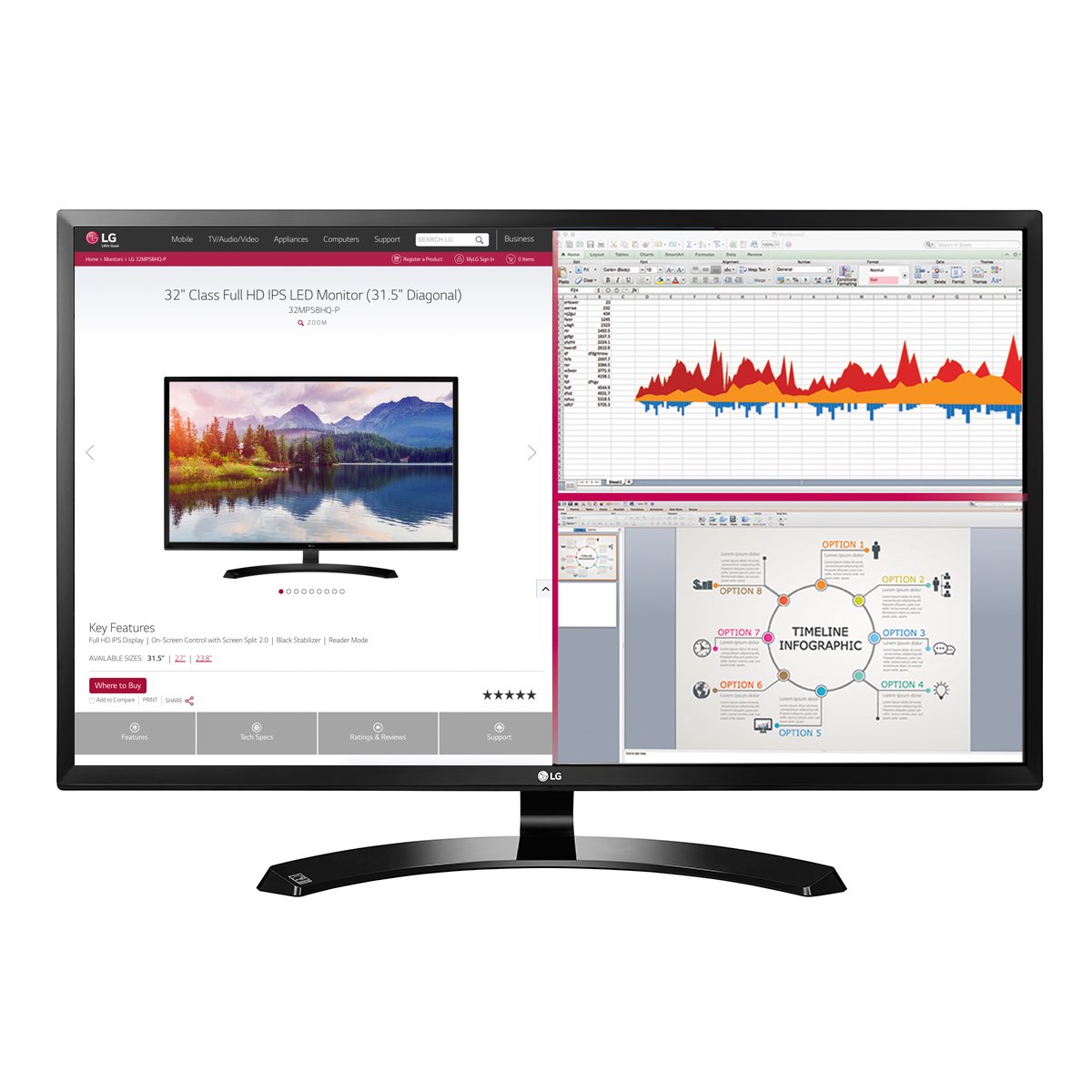 LG 32MA70HY-P 32吋全高清IPS顯示器，附DisplayPort和HDMI輸入接口
