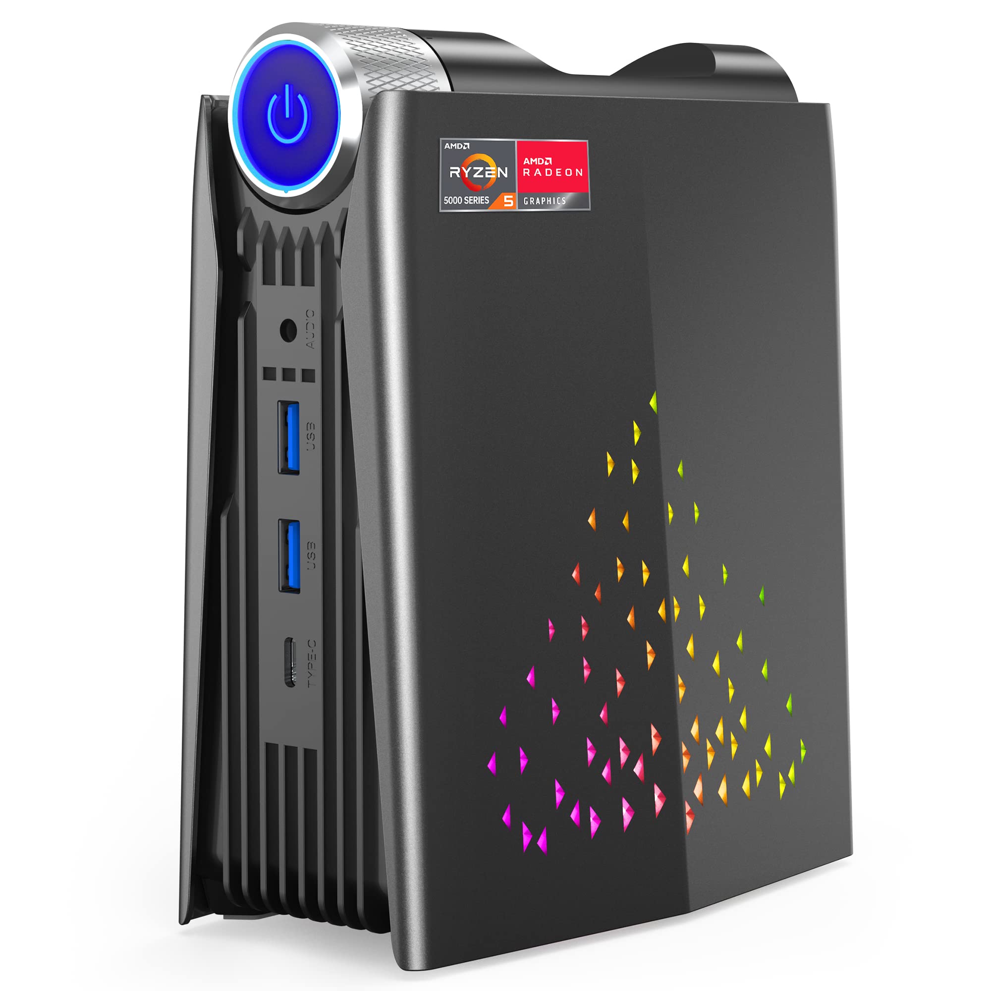 【遊戲電腦】Ryzen迷你電腦，AMD Ryzen 5 5600U（最高可達4.2GHz），16GB DDR4內存，512GB M.2固態硬碟，RGB燈效，預裝Windows 11專業版，支援4K HDMI、DP和Type-C接口，小巧便攜，自動靜音/性能/性能可調/性能可攜能/性能可攜能/性能尺寸可調/性能/性能/性能/性能可調/性能可攜能/性能可調/性能/性能/性能/性能設計