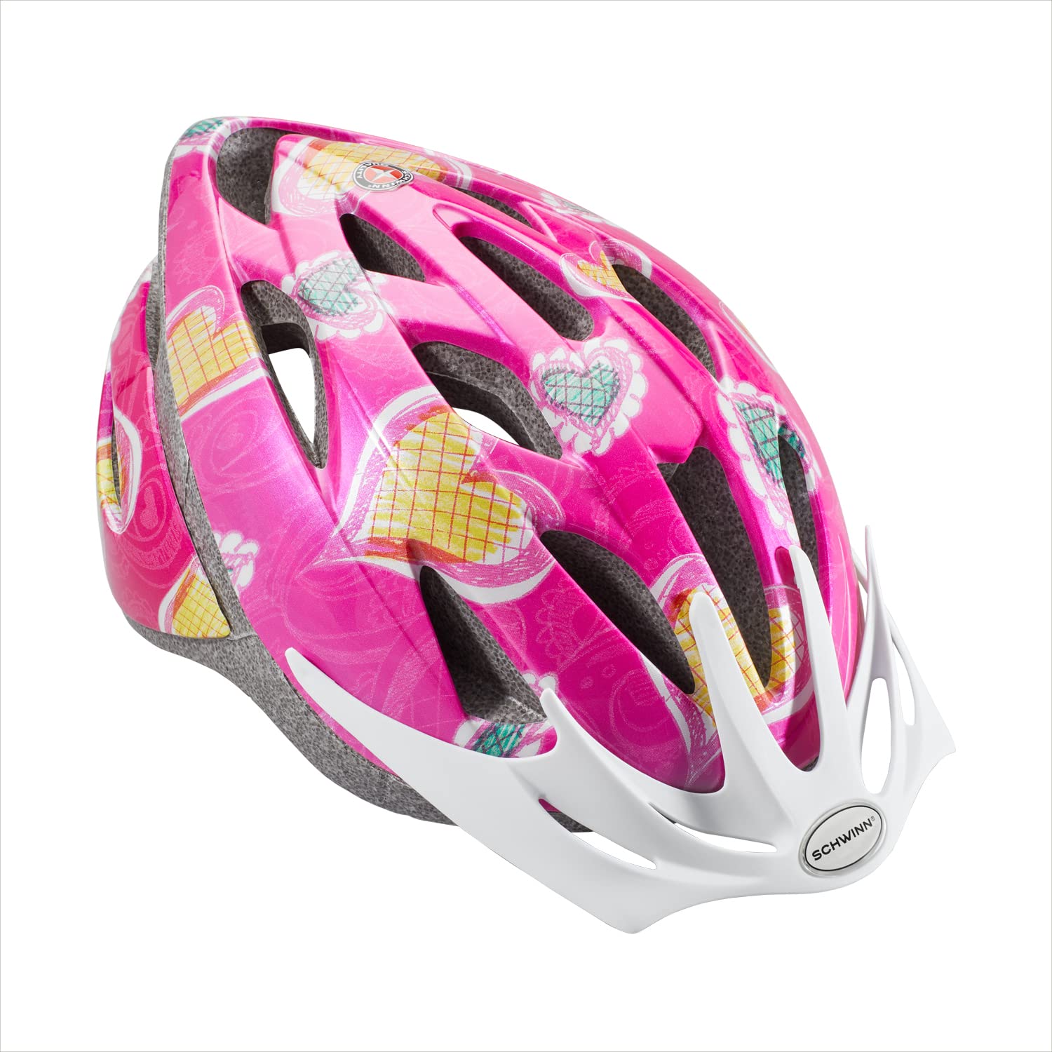 Schwinn Thrasher 兒童自行車頭盔，男女童通用，適合頭圍 50-54 厘米，適合 5-8 歲兒童，輕便，可拆卸遮陽板，通過 CPSC 安全認證