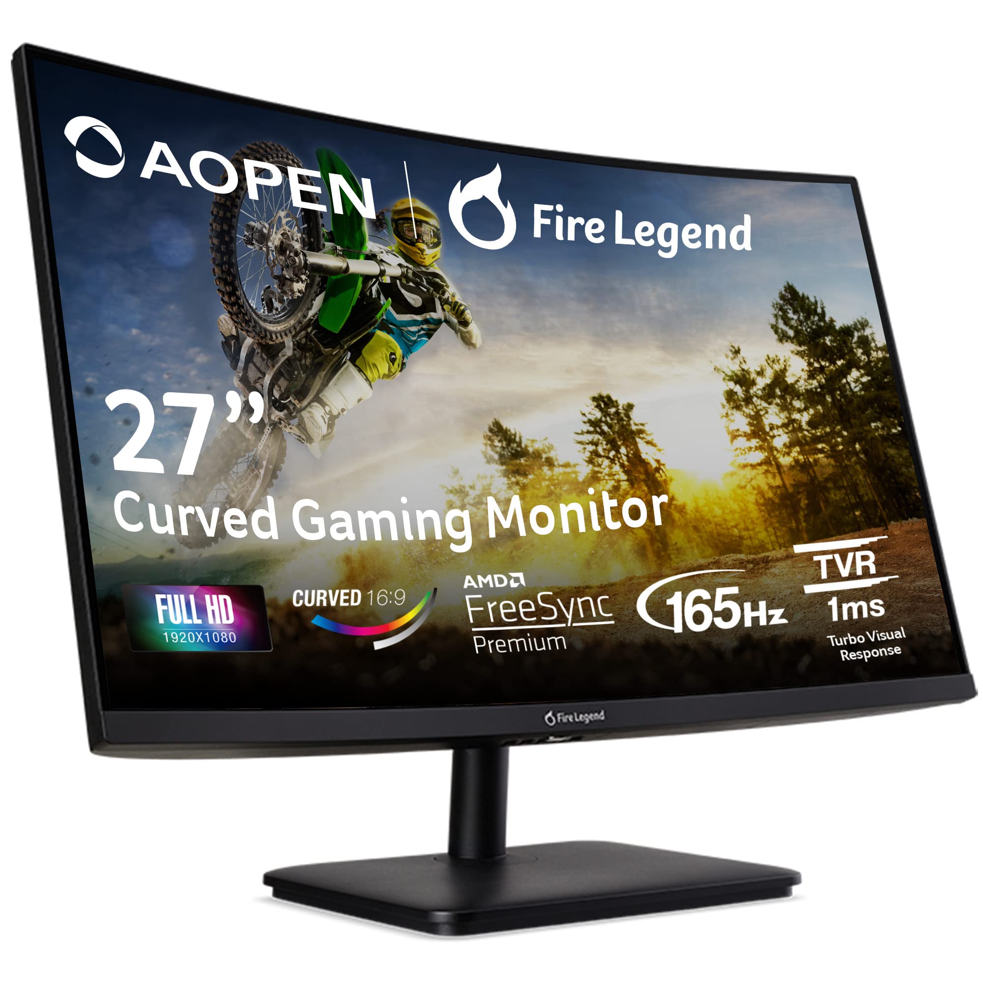 AOPEN 27HC5R Vbiipx 27吋全高清 (1920 x 1080) VA 1500R 曲面遊戲顯示器 | AMD FreeSync Premium | 165Hz 更新率 | 1ms TVR | 支援 HDR 10 | 介面：1 個 DisplayPort 1.4 介面和 20 介面和 202.2.