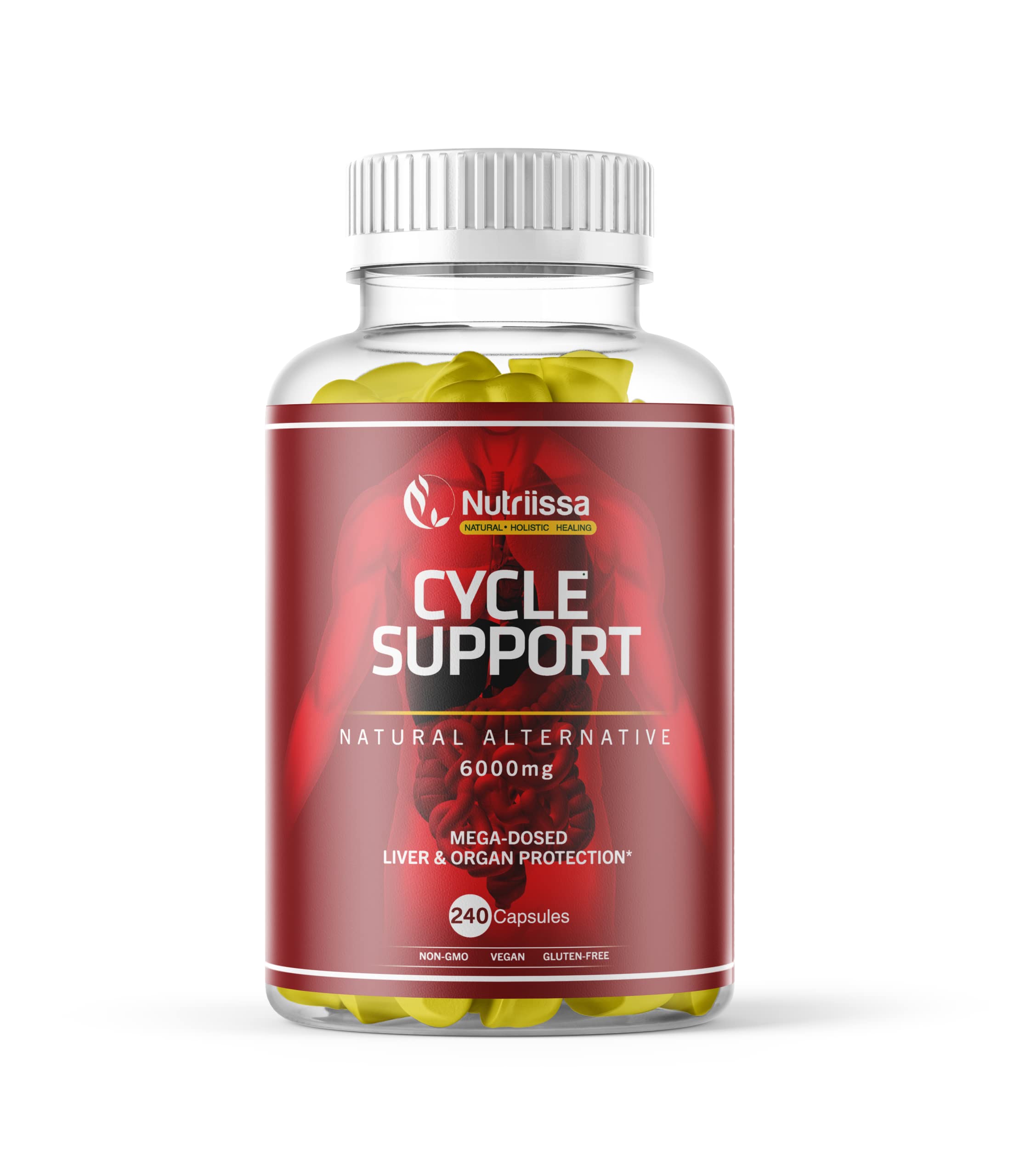 Nutriissa 週期支援——專為健美運動員、舉重運動員和運動愛好者打造的優質護肝補充劑——肝臟和器官保護膠囊，每粒含 525 毫克 TUDCA——每份 6000 毫克——240 粒膠囊