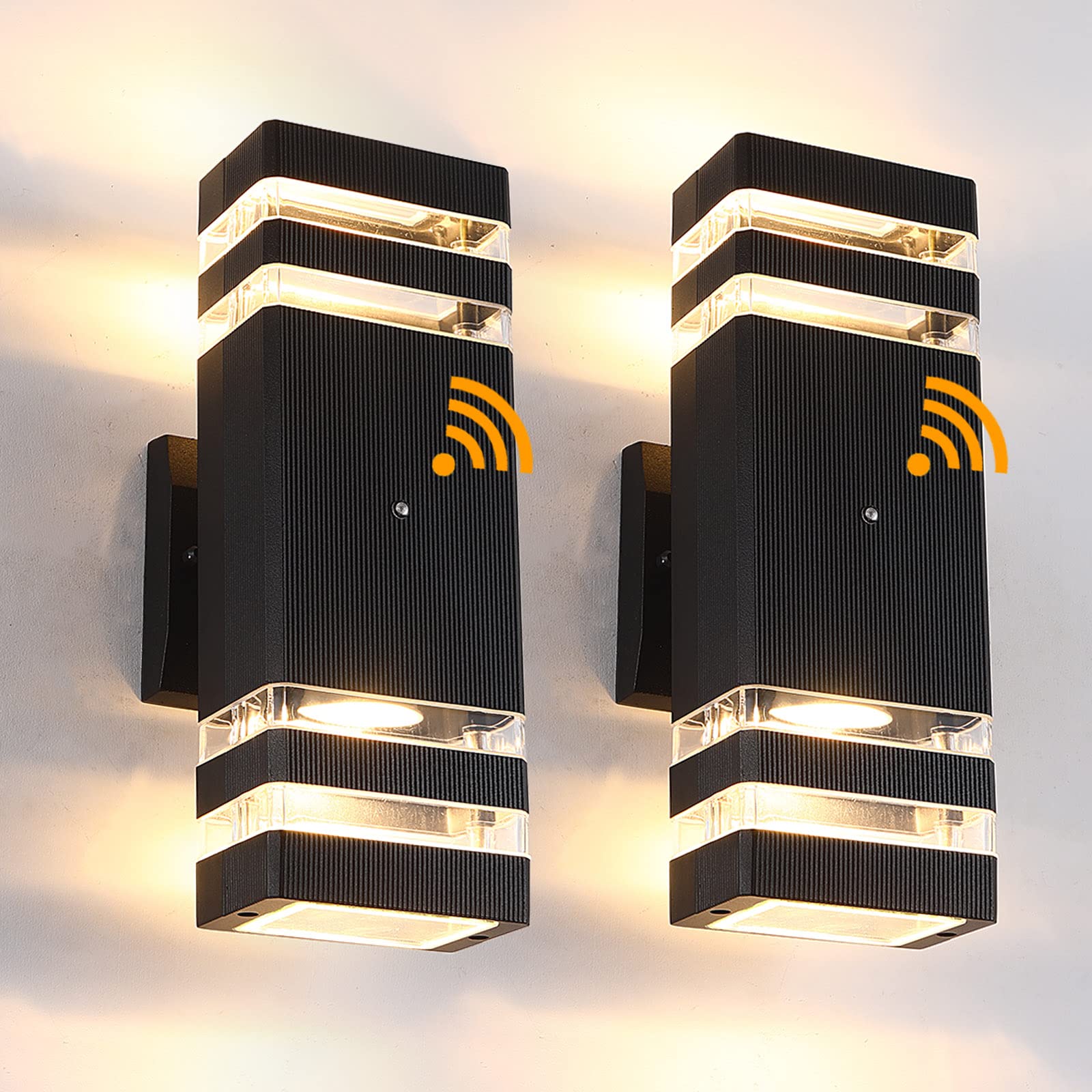 BOXCUPIN 黃昏到黎明 LED 戶外照明燈 2 件裝，3000K 暖白光室外燈具，鋁製感應防水戶外燈，適用於房屋門廊走廊露台車庫 (BXOWLS6)