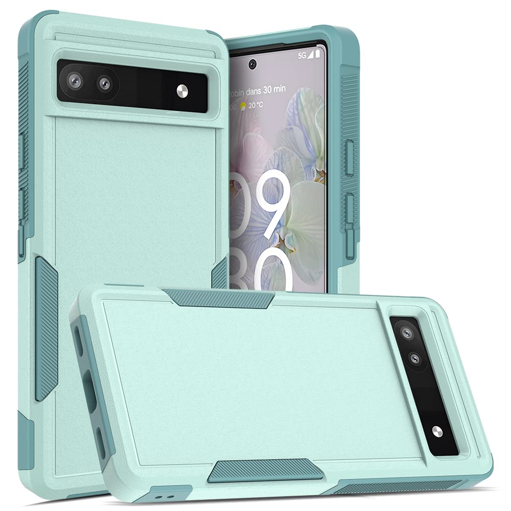 Bereajoy 適用於 Google Pixel 6a 的手機殼，PC+TPU 二合一雙層防摔手機殼，適用於 Google Pixel 6a 的手機保護殼（薄荷綠）